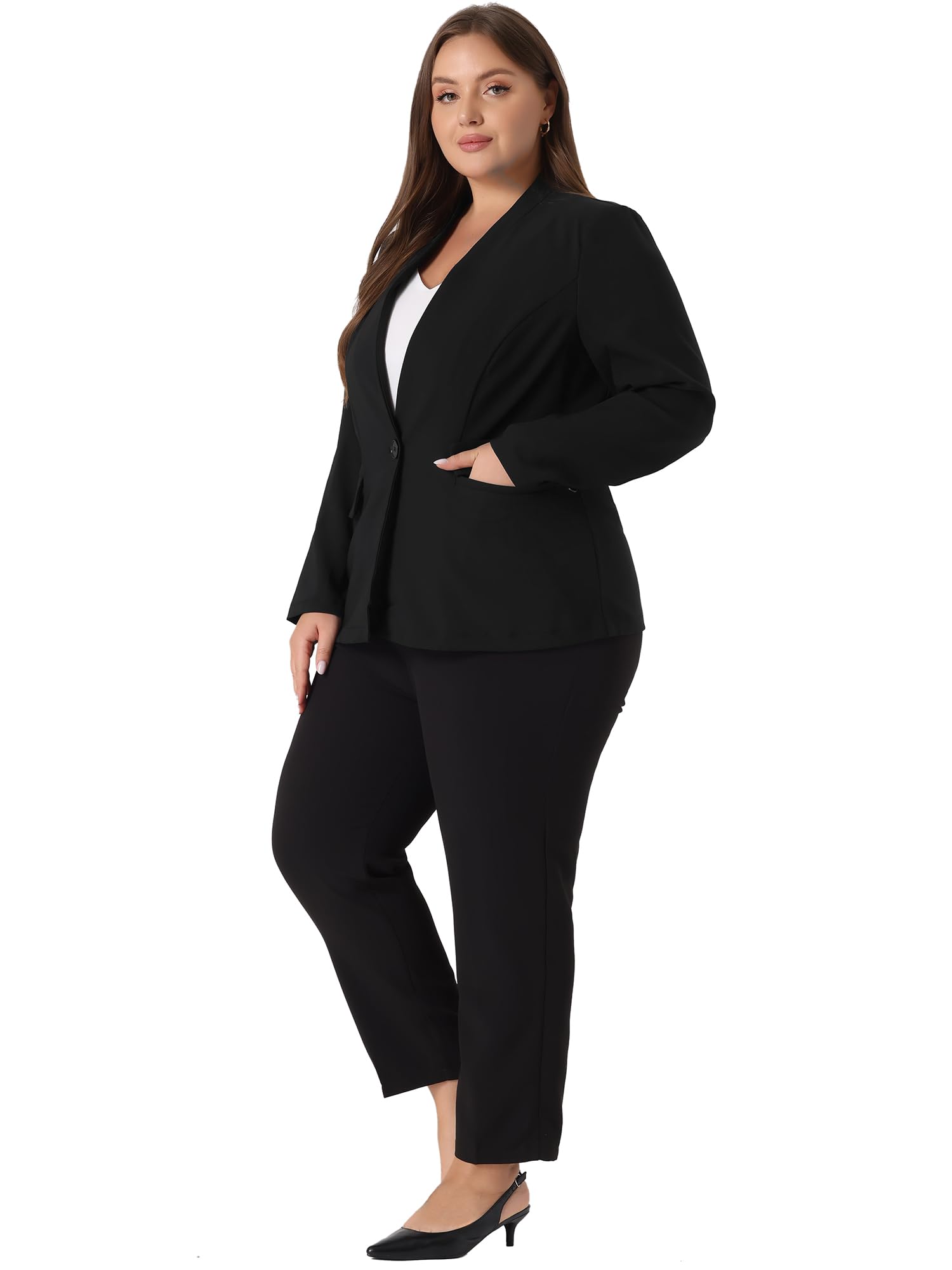 Agnes Orinda Plus Size Blazers for Women - 2025 Button Long Sleeve Office Blazer Jacket | Professional Business Suit for Work, Meetings & Formal Events