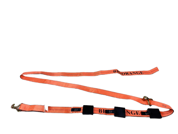 12FT Heavy-Duty Orange Wheel Strap with 3 Rubber Tread Grips & Wire Hook - Secure ATV, Motorcycle, Lawn Mower Tires During Transport & Storage