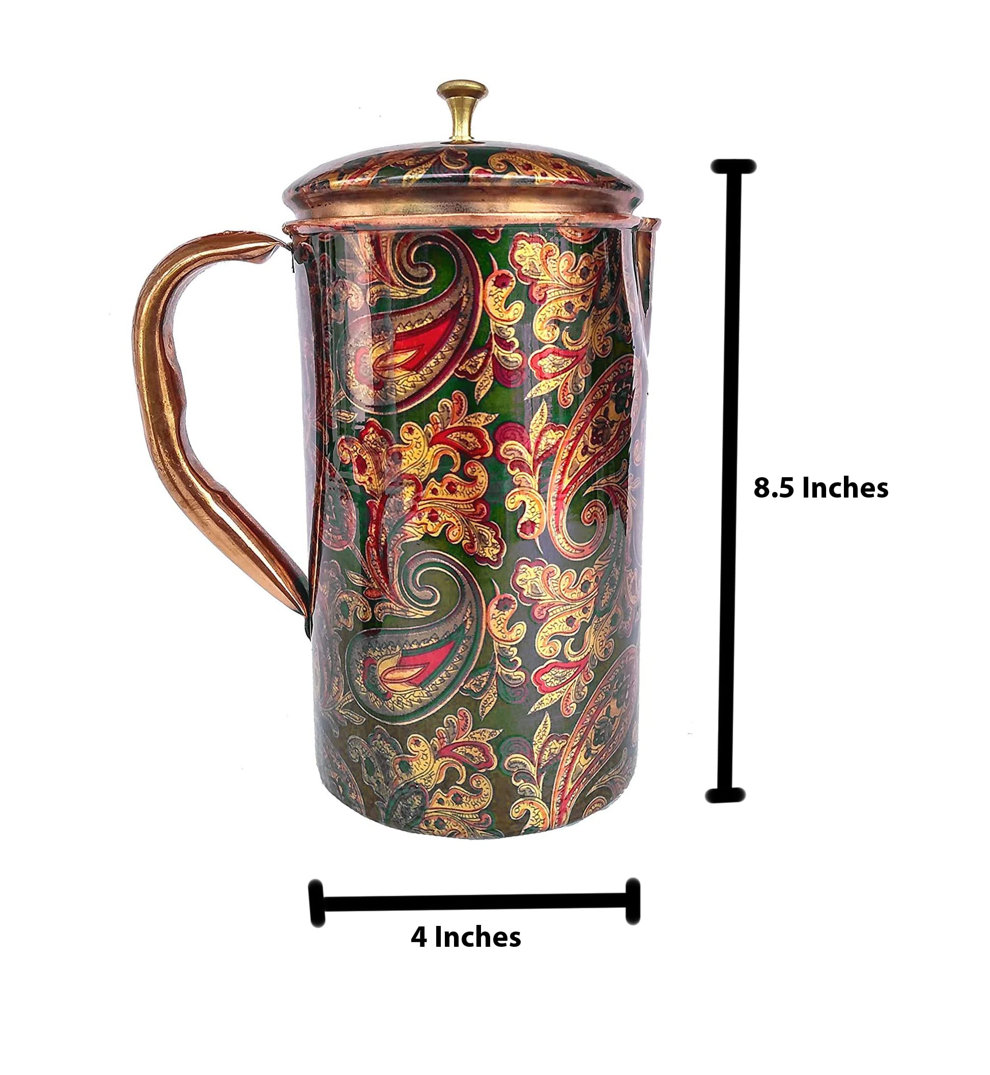Handmade Screen Printed Pitcher and 2 Tumbler Set - Traditional Indian Jug and Glass Serving Set (1 Pitcher + 2 Glasses) - Perfect for Chai, Lemonade, and Summer Beverages