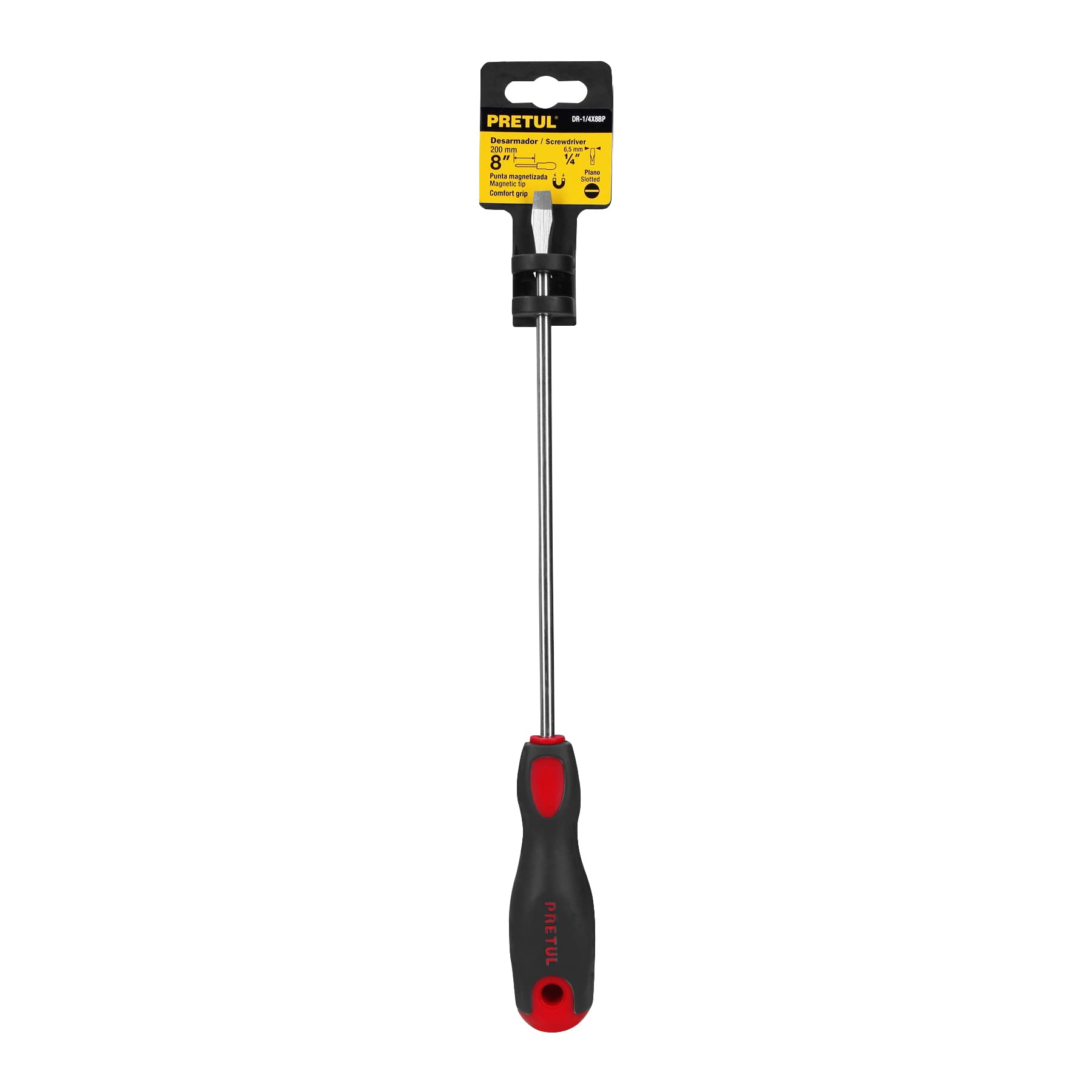 Pretul 1/4x8 Inch Flathead Screwdriver with Comfort Grip Handle - Perfect for Home Repairs, DIY Projects & Electrical Work