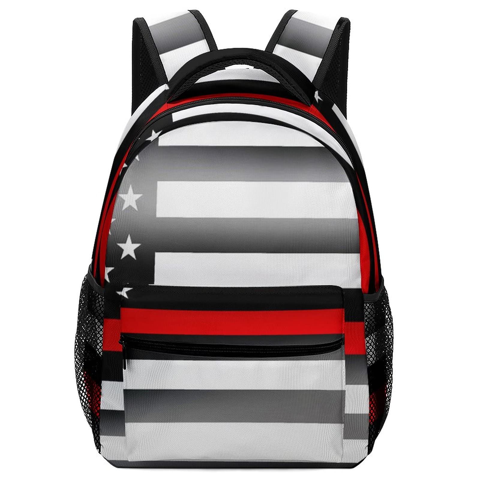Adjustable School Backpack for Men & Women - High School & College Bookbag with Chest Buckle | Thin Red Line Flag Design | Laptop Compatible for Travel, Work & Picnic | Durable & Stylish Backpack for Students & Professionals