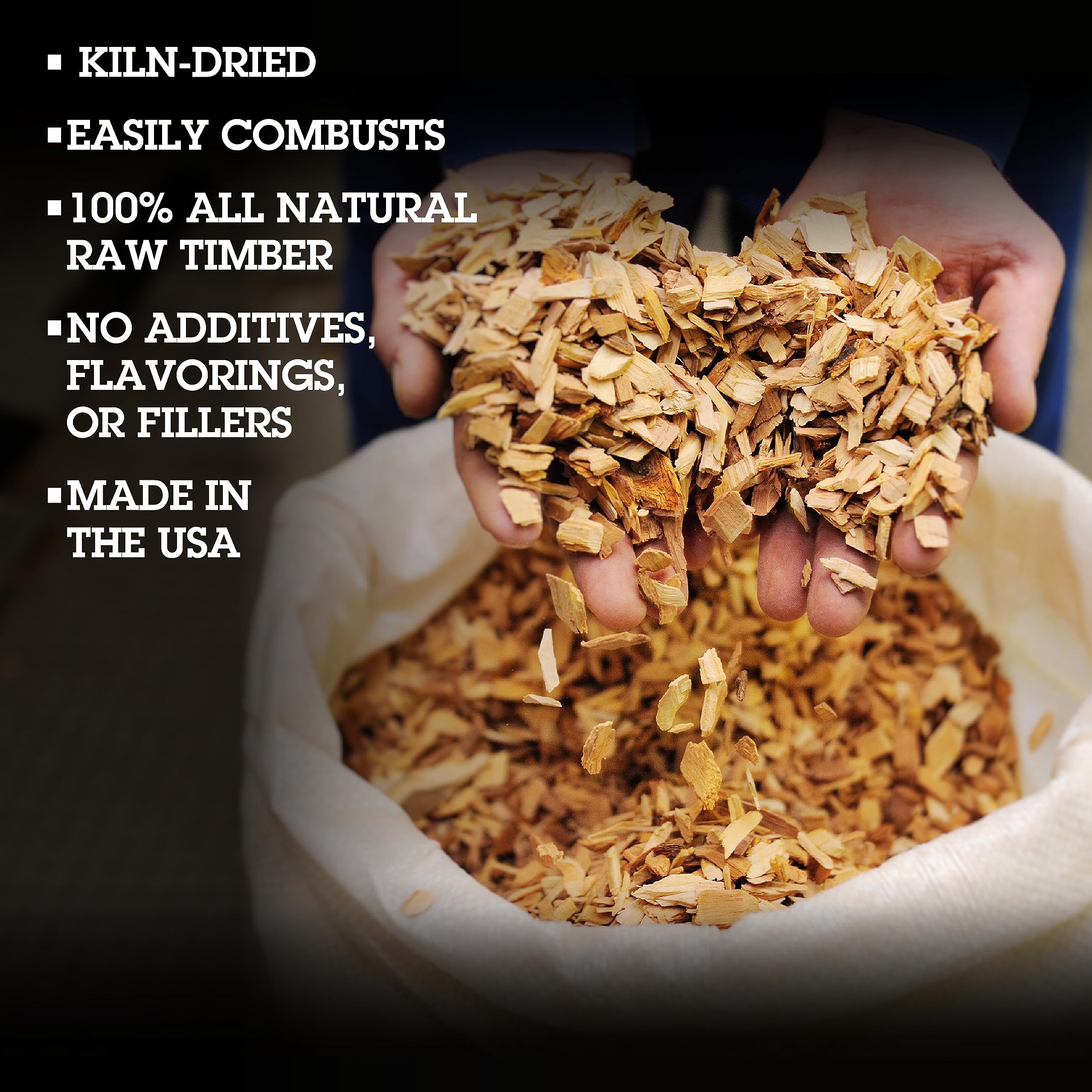 Premium Mesquite Wood Chips for Smoking - 2 lbs (260 Cu In) Kiln-Dried BBQ Grill Wood Chips - Natural Smoker Accessories for Meats, Fish & Vegetables - Perfect for Backyard Grilling, Camping & Tailgating Gifts
