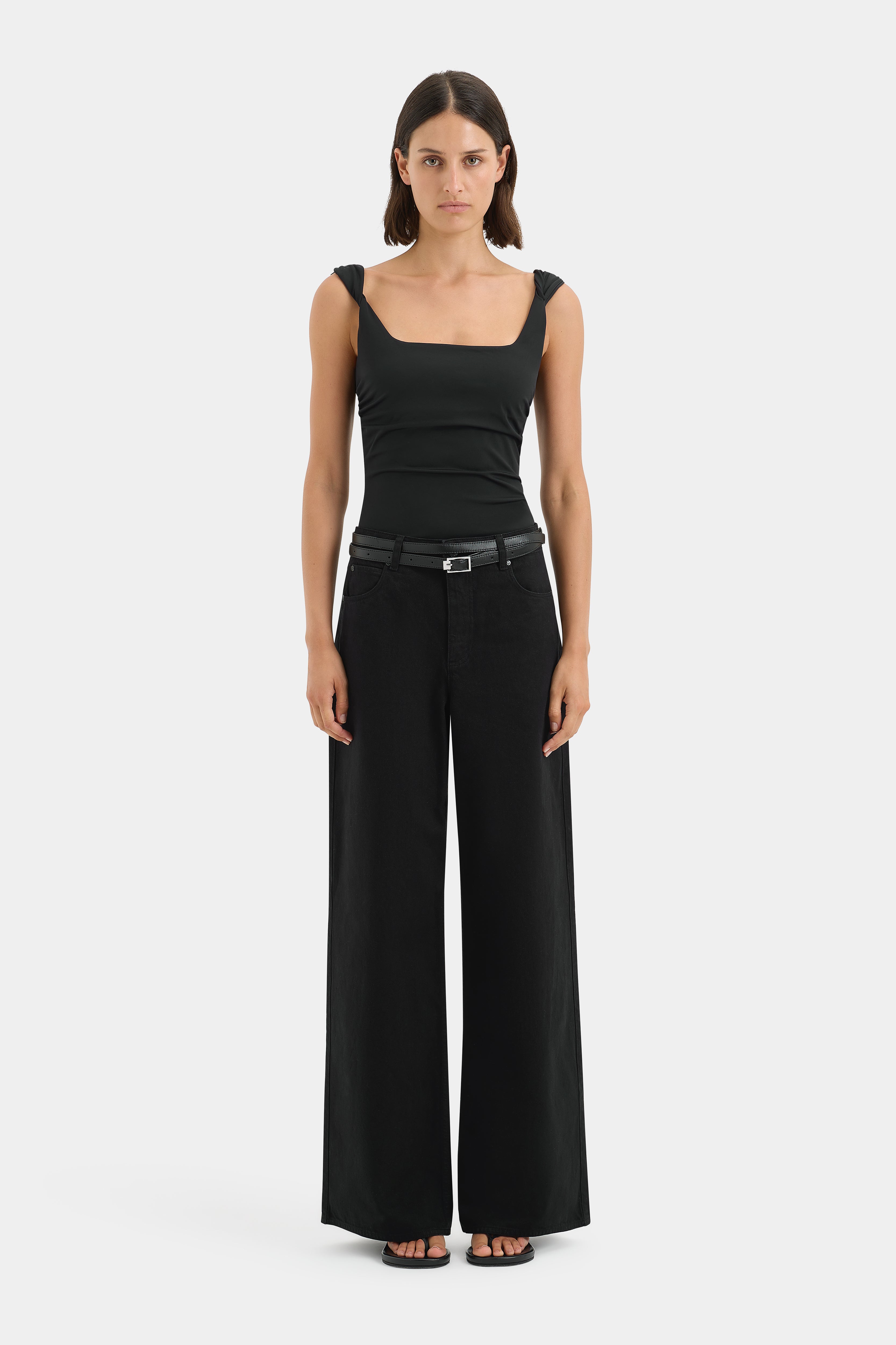 Elm Twist Tank Top for Women - Black Stretchy Slim Fit Camisole - Perfect for Yoga, Workout & Casual Wear
