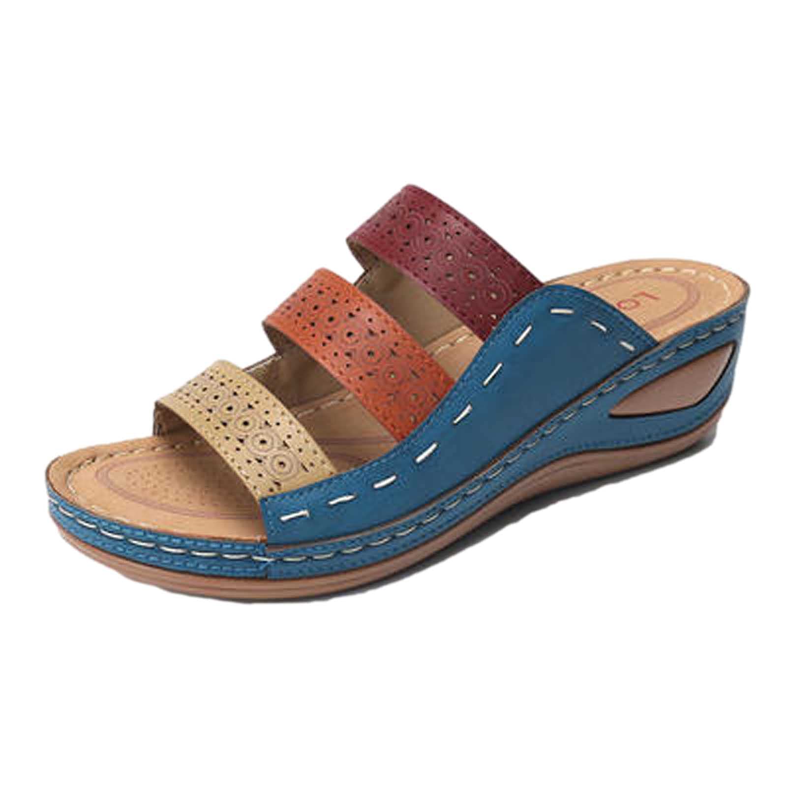 Roman Sandals for Women - Breathable Hollow Design Fashion Sandals | Comfortable Casual Slip-On Shoes for Beach, Vacation & Summer Outfits