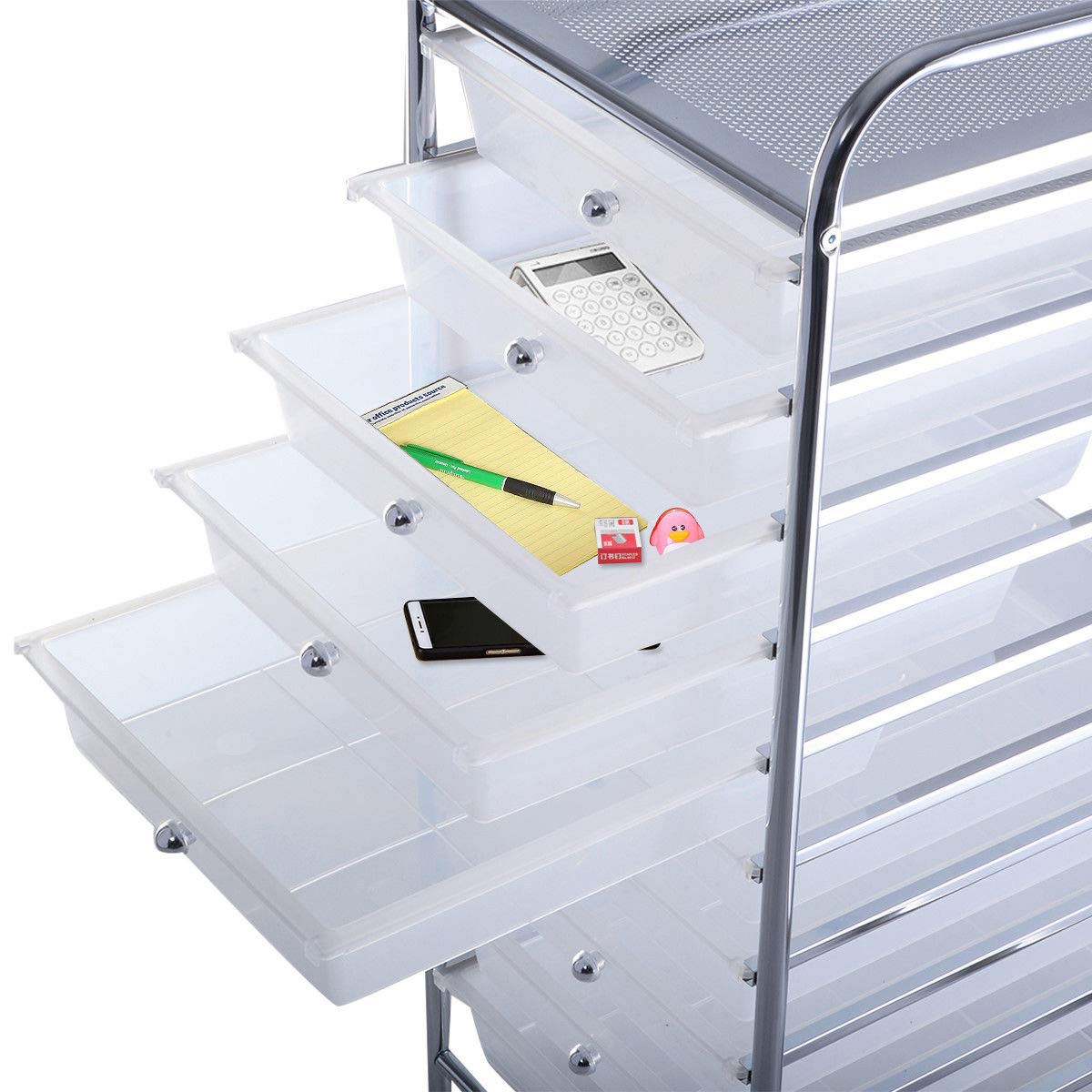 Giantex 10-Drawer Rolling Storage Cart - Mobile File Organizer for School, Office & Craft Room - Clear Plastic Scrapbook Paper Organizer - Perfect for Classroom Supplies, Office Documents & Craft Storage