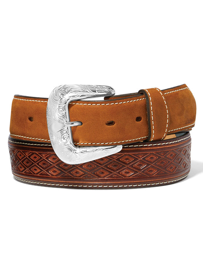 Justin C14185 Men's Genuine Leather Diamond Ridge Belt - Brown - Stylish & Durable for Casual, Business & Formal Wear