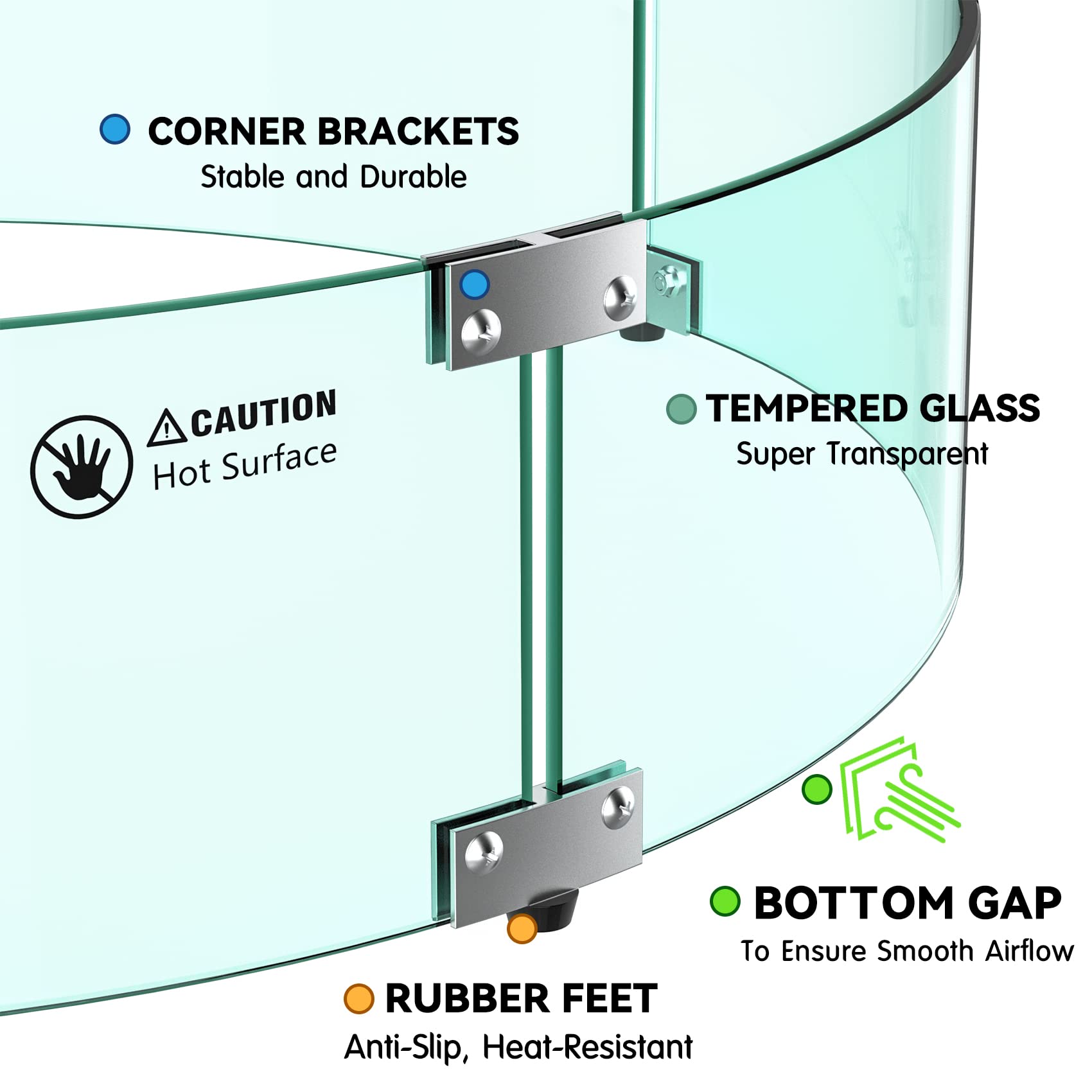 **Skyflame 33 x 7 Inches Tempered Glass Fire Pit Wind Guard – Round Flame Shield for 31” Fire Pit Burner Pans, Fire-Resistant Windscreen Set – Perfect for Patio, Backyard, and Outdoor Gatherings**