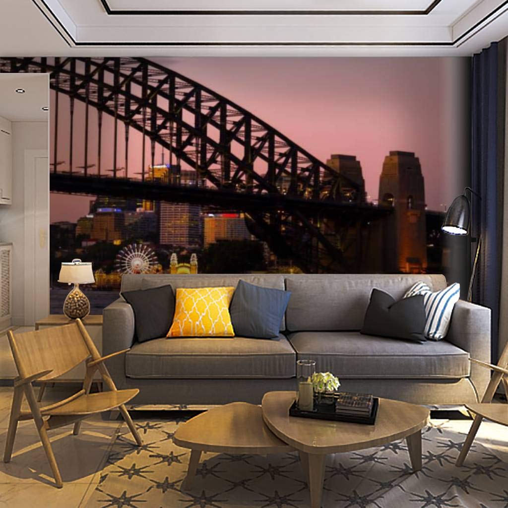 Self-Adhesive Removable Sunset in Sydney CBD Wall Mural - Peel & Stick Wallpaper for Living Room Decor, Bedroom, Office | Easy Home Craft Decal & Wall Sticker