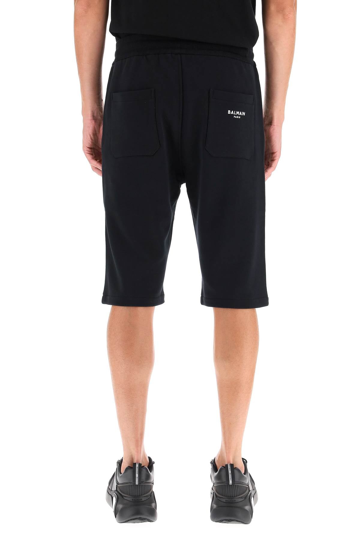 Balmain Logo Flocked Sweatshorts for Men - Comfortable Lounge & Gym Shorts for Casual Wear and Workouts