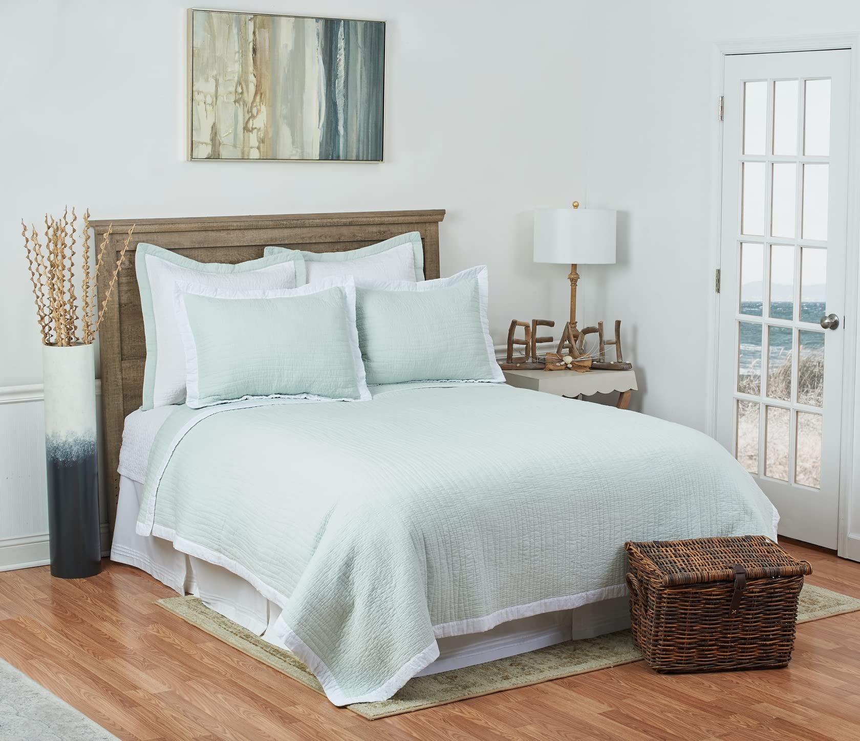 C&F Home Kinsley Sea Glass Full/Queen 3-Piece Reversible Quilt Set with 2 Standard Shams - Coastal Blue & Green Bedding for Master & Guest Bedrooms - Perfect for Beach House Decor & Cozy Home Styling