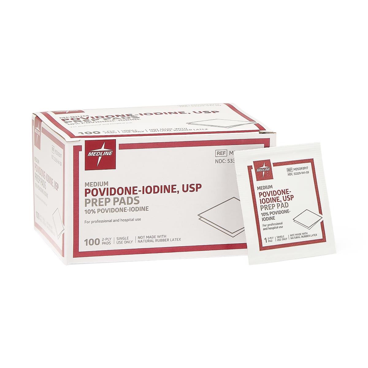 Povidone Iodine Prep Pads - 100 Count Sterile Antiseptic Wipes for First Aid, Wound Care & Medical Use | Pre-Surgery Skin Prep, Minor Cuts & Scrapes Treatment