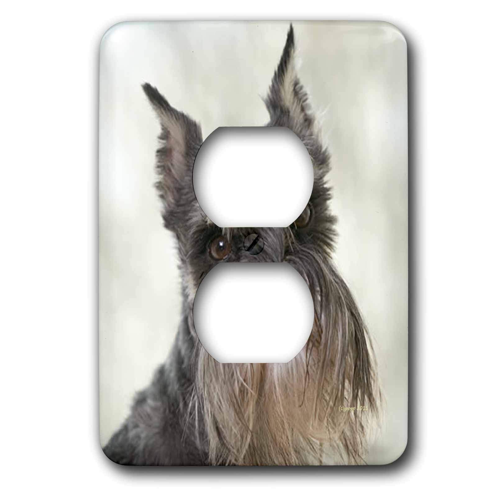 3D Rose Schnauzer Dog Themed 2 Plug Outlet Cover - Decorative Electrical Safety Cover for Home, Office, Nursery & Pet-Friendly Spaces