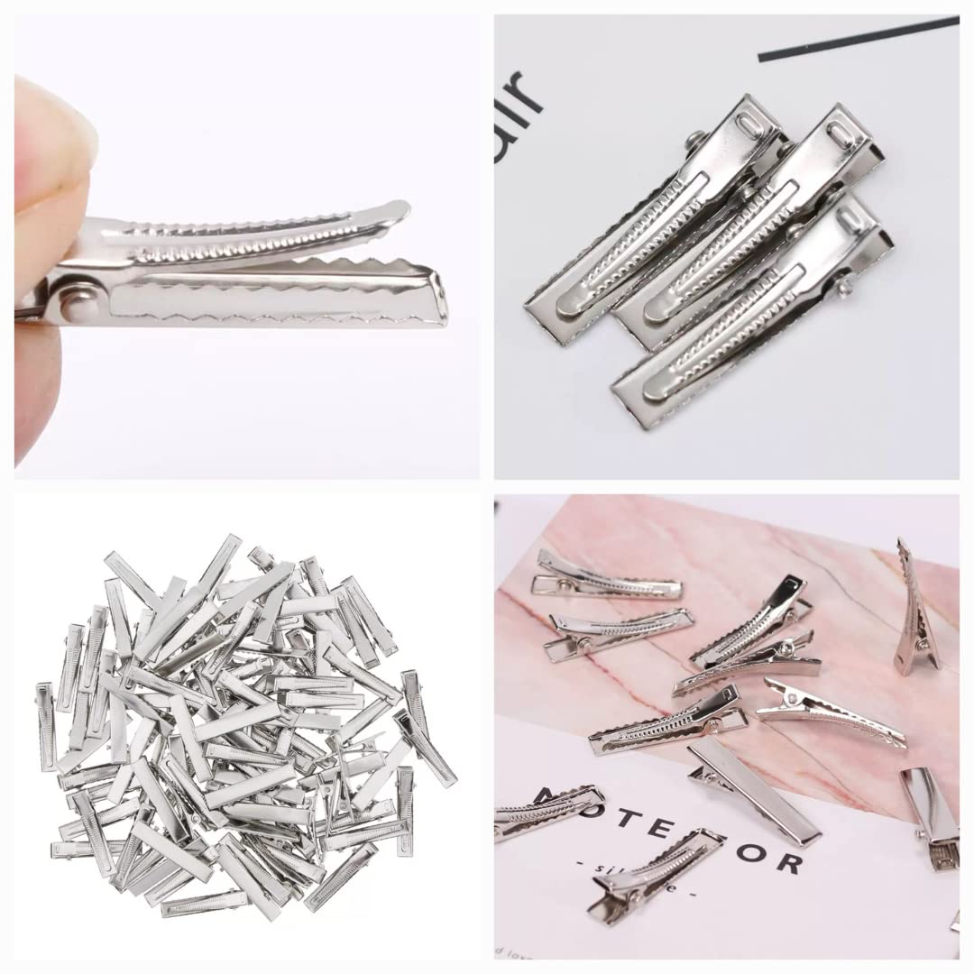RAWAT® 100pcs Silver Metal Hair Clips - 5.5cm Alligator Hair Pins for DIY Hair Accessories, Styling & Braiding - Perfect for Salons, Weddings & Everyday Use (100-Piece Set)