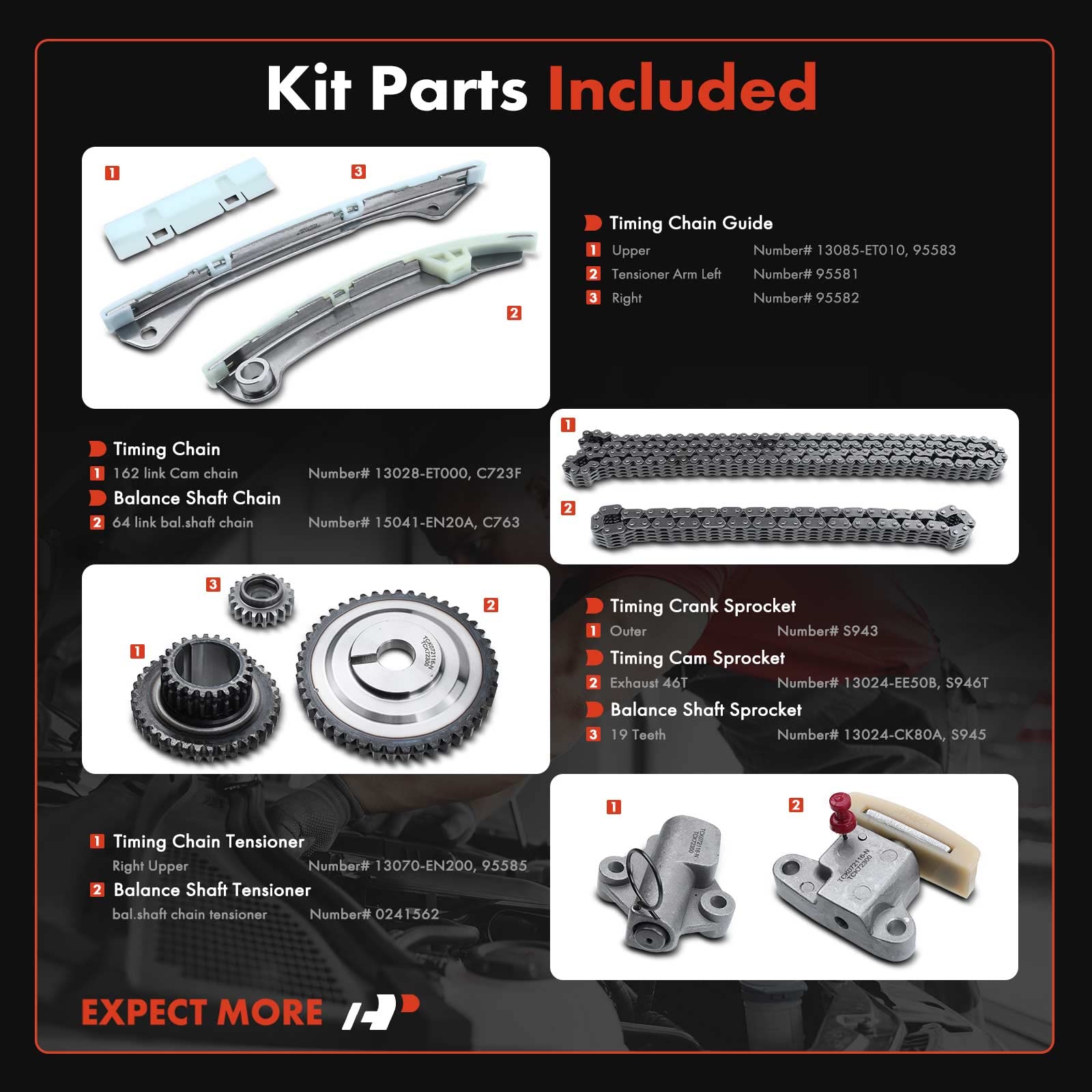 Premium 10-Piece Engine Timing Chain Kit with Tensioner, Guide & Sprocket - Compatible with Nissan Cube 2009-2012 (L4 1.8L), Sentra 2007-2012 (L4 2.0L), Versa 2007-2012 (L4 1.8L) - DOHC Engine Replacement Part - Perfect for Engine Repair & Maintenance