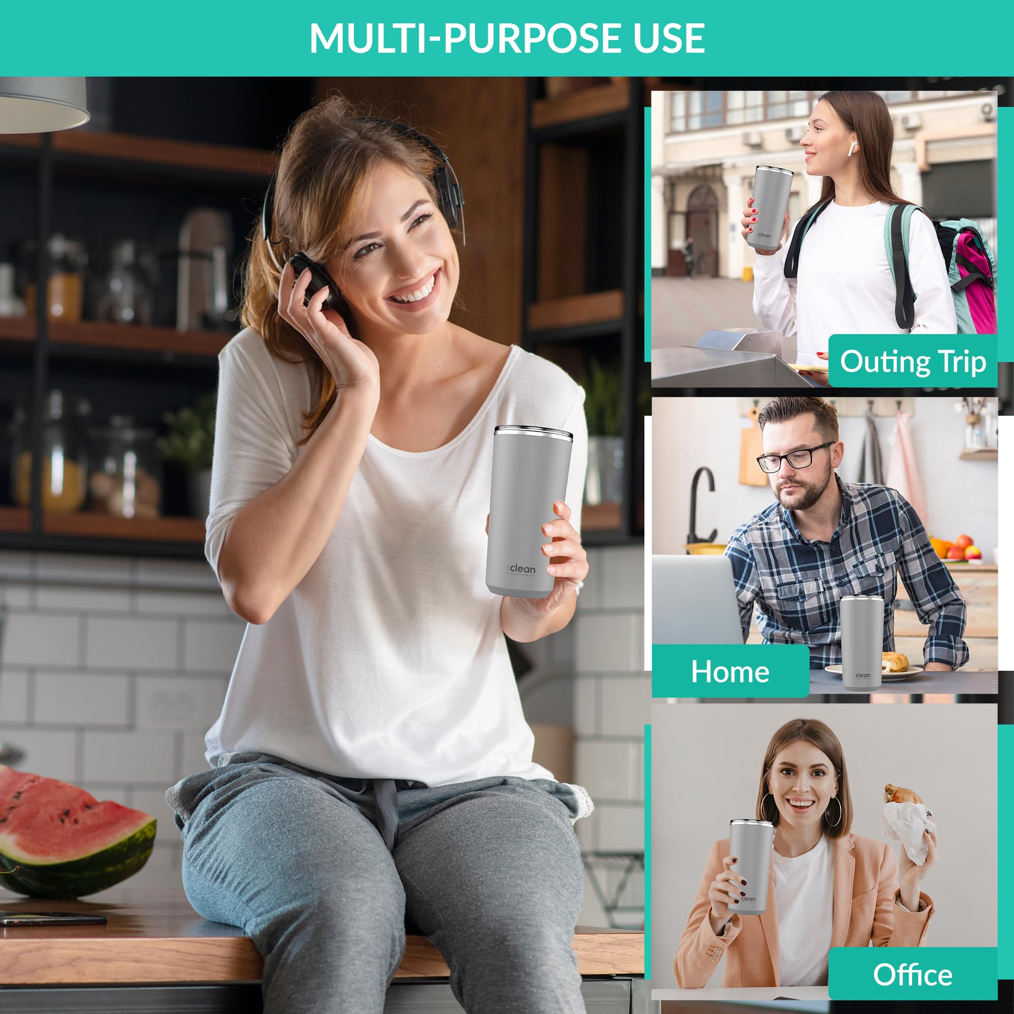 Premium Insulated Coffee Tumbler 20oz - Double Wall Vacuum Stainless Steel Travel Mug with Ceramic Lining & Leak-Proof Lid - Keeps Hot/Cold for Hours - Perfect for Office, Commuting & Outdoor Adventures (Gray)
