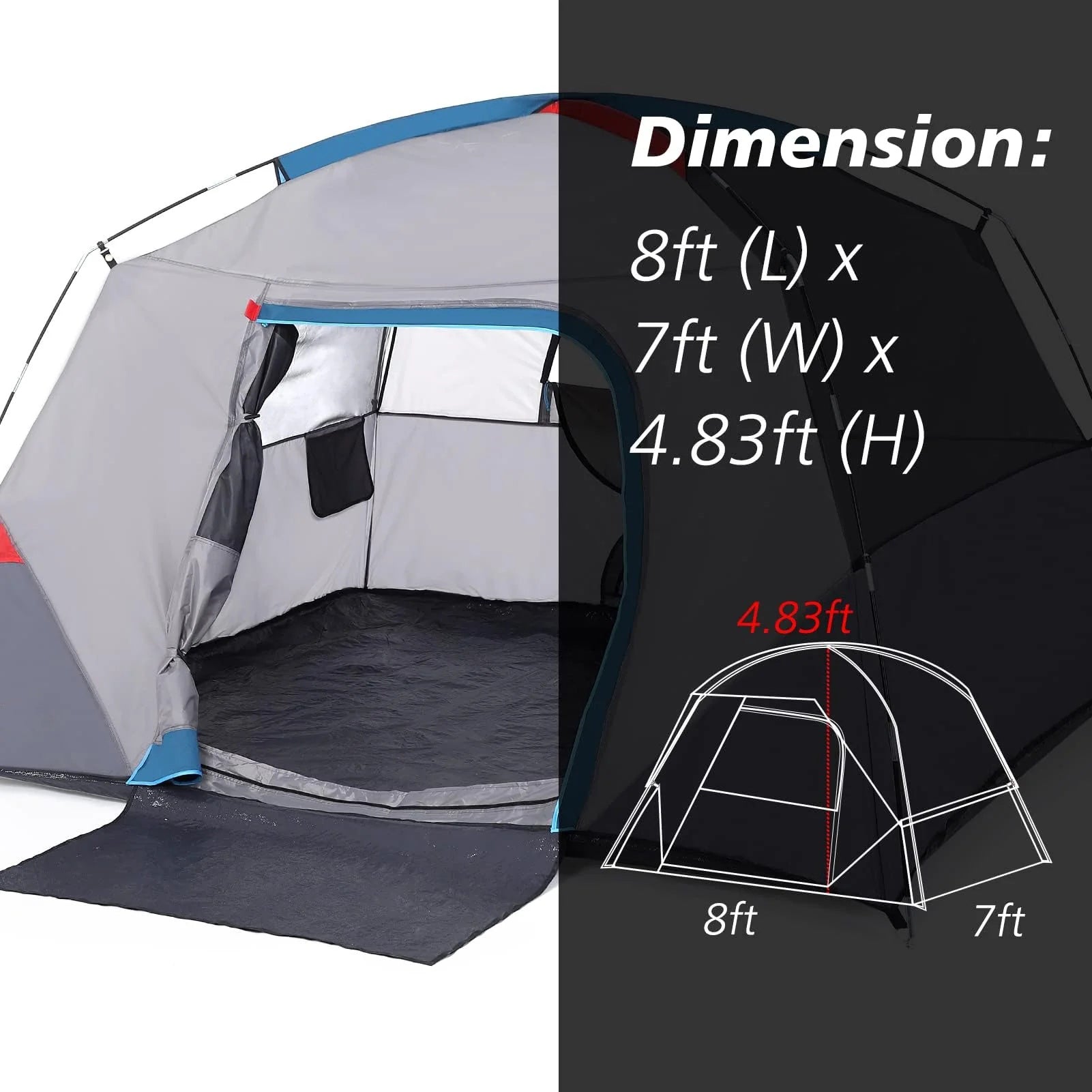 GARVEE 4-6 Person Waterproof Lightweight Camping Tent with Rainfly - Easy Setup for Hiking, Backpacking & Outdoor Adventures - Perfect for Family Camping, Beach Trips & Music Festivals - Light Blue