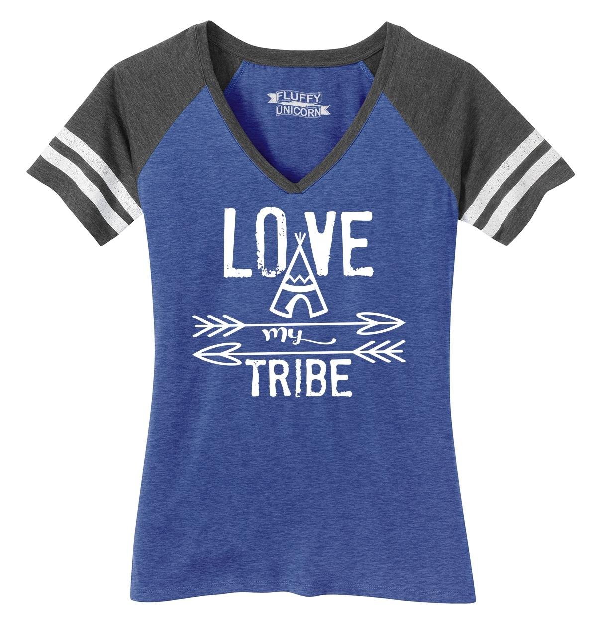 Funny V-Neck T-Shirt for Women - 'Ladies Love My Tribe' Mother Father Graphic Tee | Perfect for Family Gatherings, Casual Outings & Gift Giving