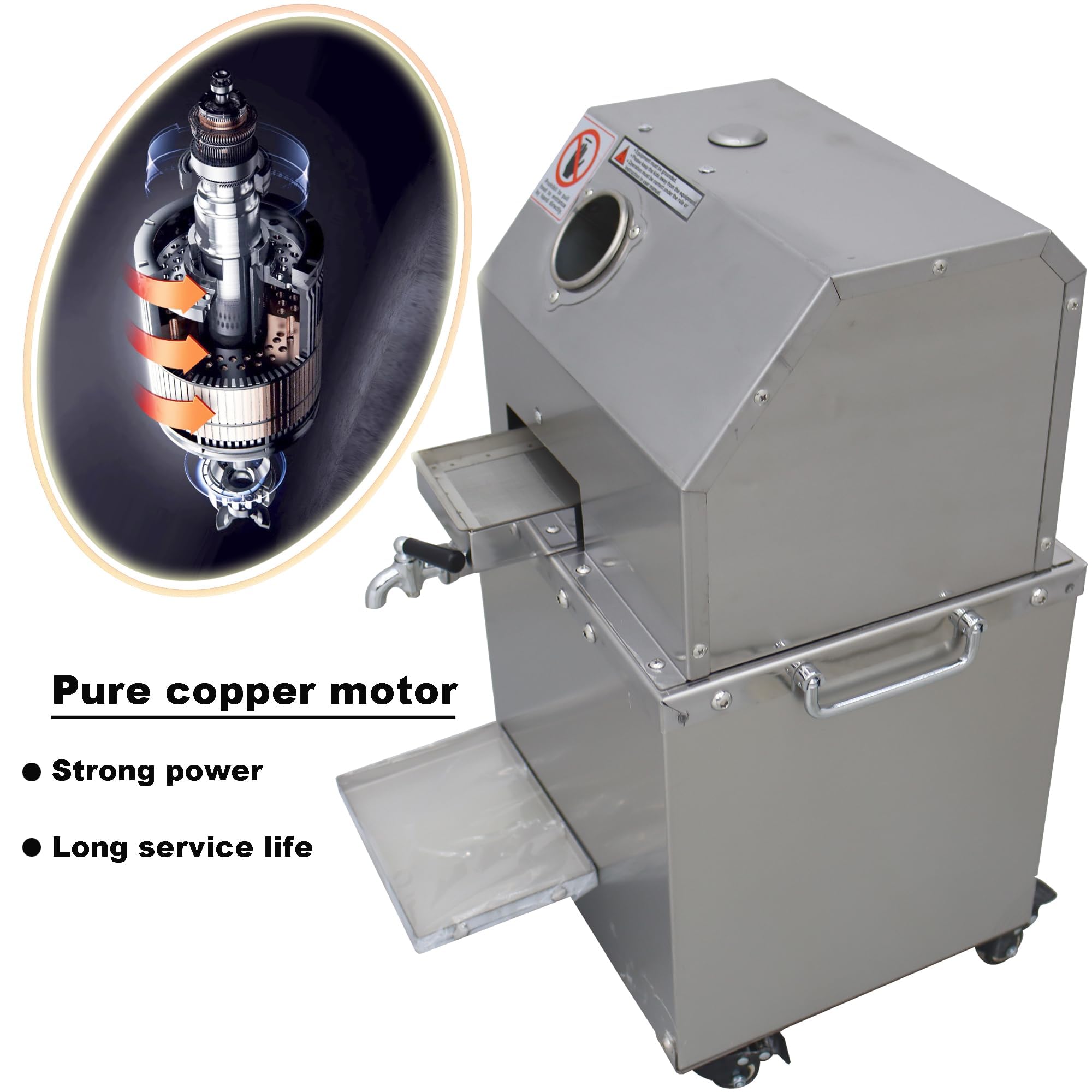 Electric Sugar Cane Juicer Machine - 300Kg/H Commercial Vertical Sugarcane Press with 3 Stainless Steel Rollers & 2 Knives - 110V for Fresh Juice Bars, Restaurants, and Home Use