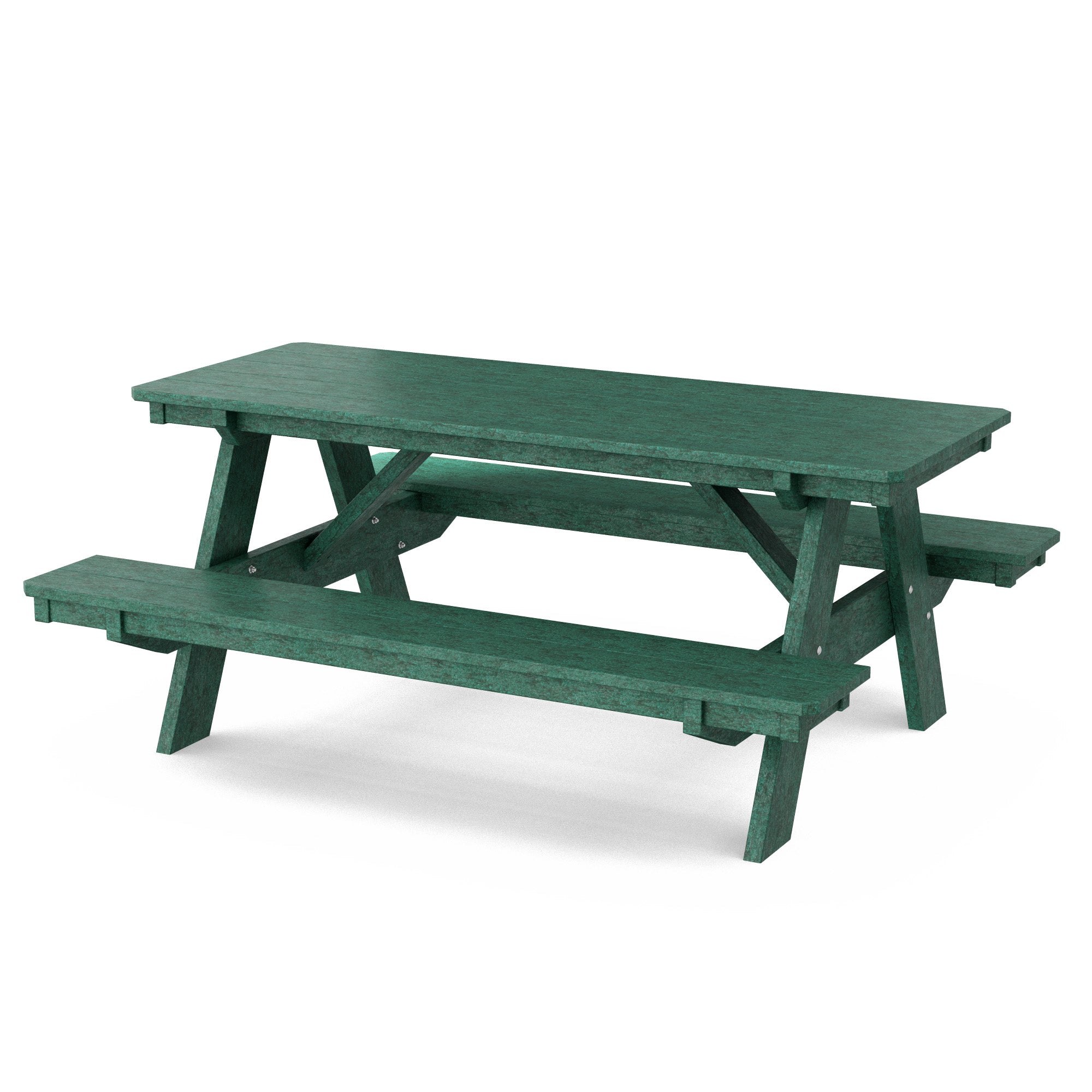 Heritage 72 Inch Outdoor Picnic Table with Attached Benches - Durable All-Weather Patio Furniture for Backyard, Garden, and Park Gatherings