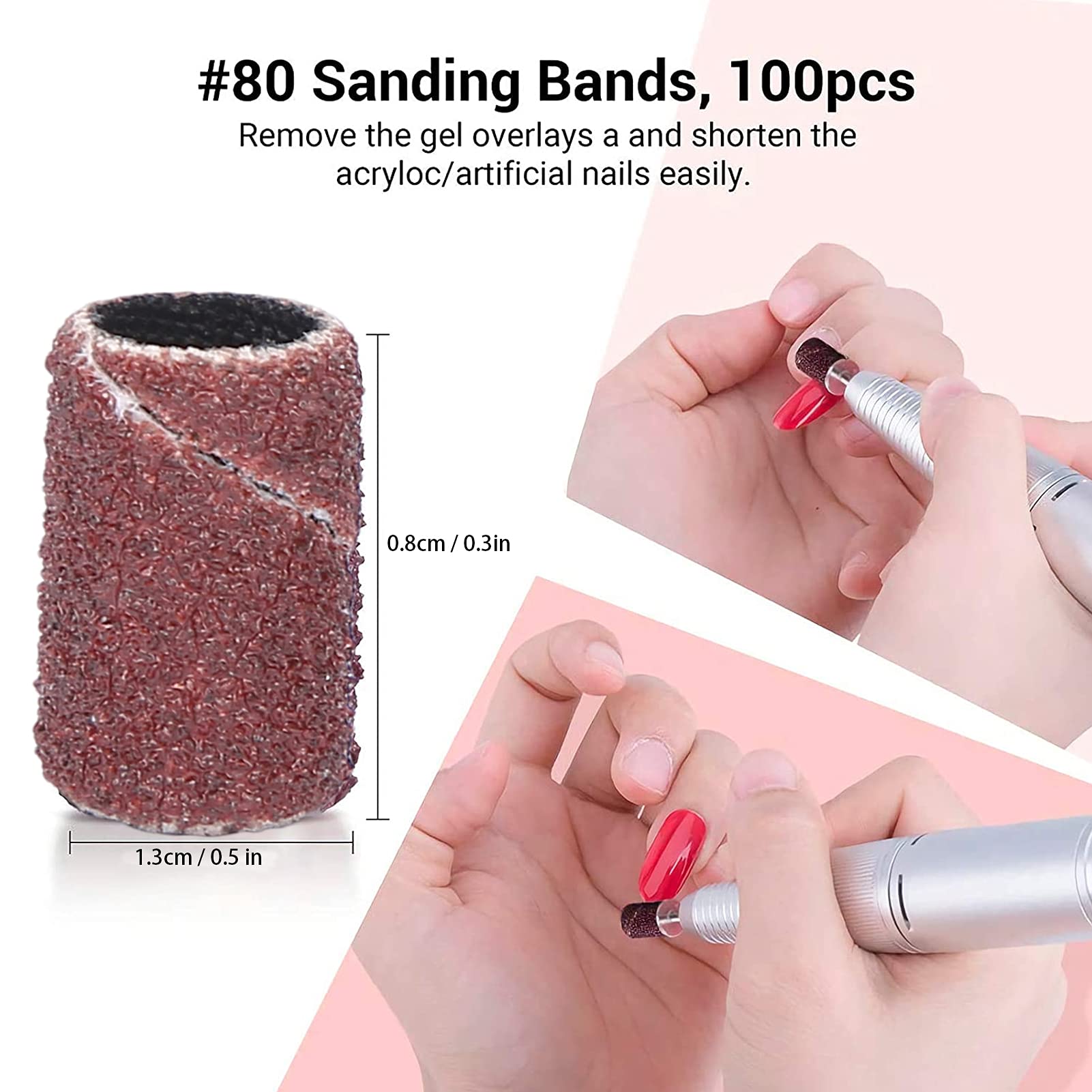 Professional Nail Art Sanding Bands - 3 Different Grit Nail Files for Smooth Grinding & Perfect Shaping | Durable Sanding Bands with Shaft for Nail Care & Manicure | Ideal for Home Salon, DIY Nail Art & Professional Use