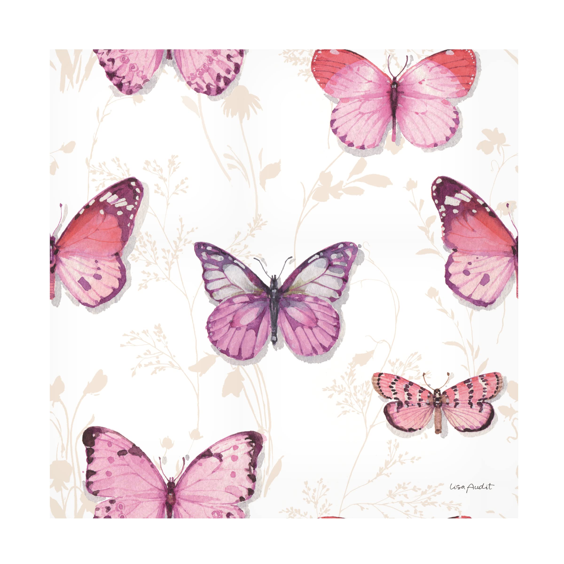 Lisa Audit 'Obviously Pink 28' Floral Canvas Wall Art Print - Modern Pink Flower Painting for Living Room, Bedroom & Office Decor