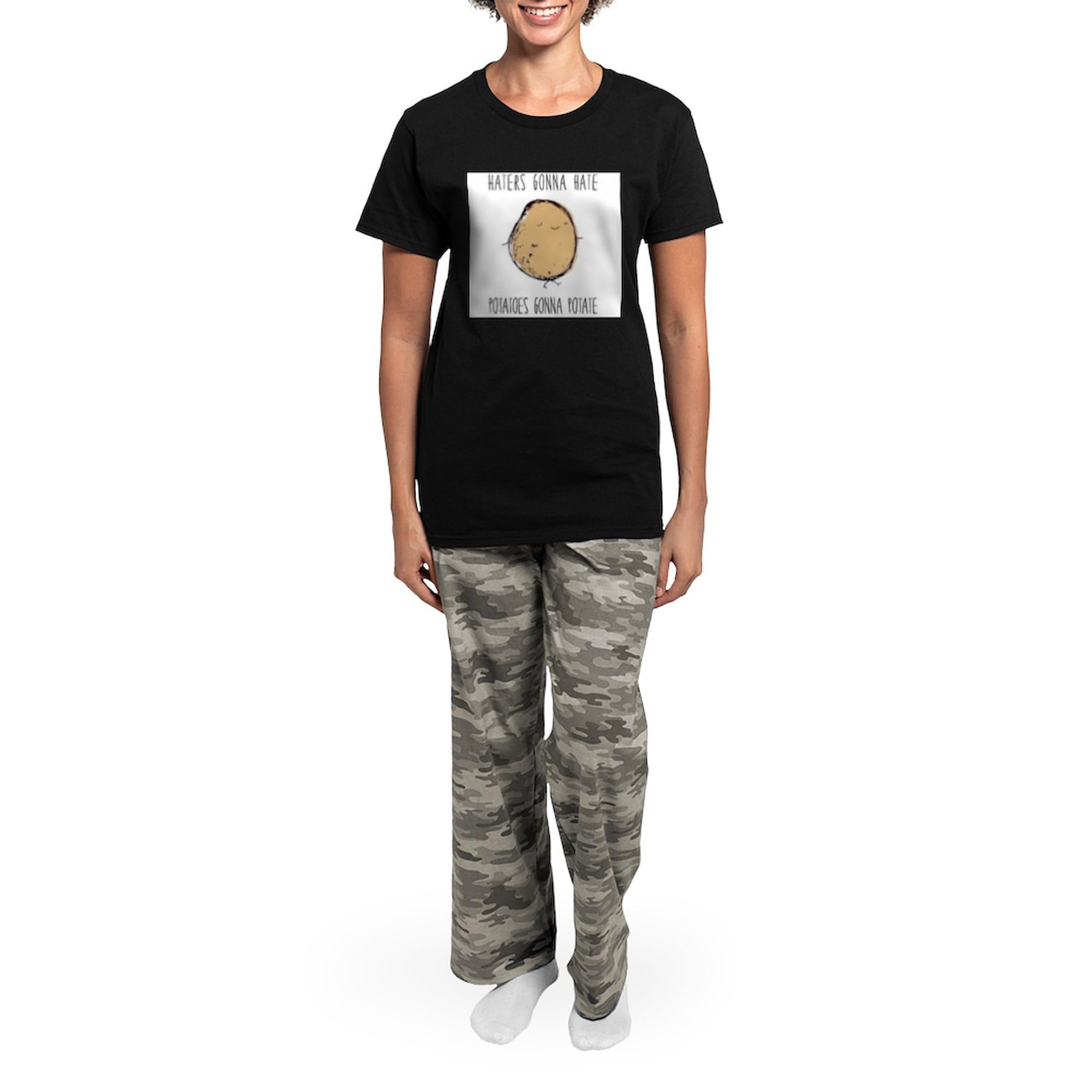 Haters Gonna Hate Potatoes Gonna Potate Women's Novelty Pajama Set - Funny Sleepwear for Women - Cozy Lounge & Sleep Pajamas for Relaxing at Home