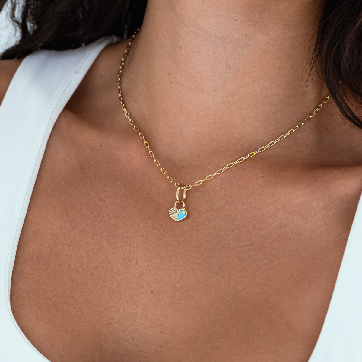 Half Turquoise Heart Charm Pendant - Elegant Jewelry for Necklaces & Bracelets - Perfect for Gifts, Weddings & Everyday Wear
