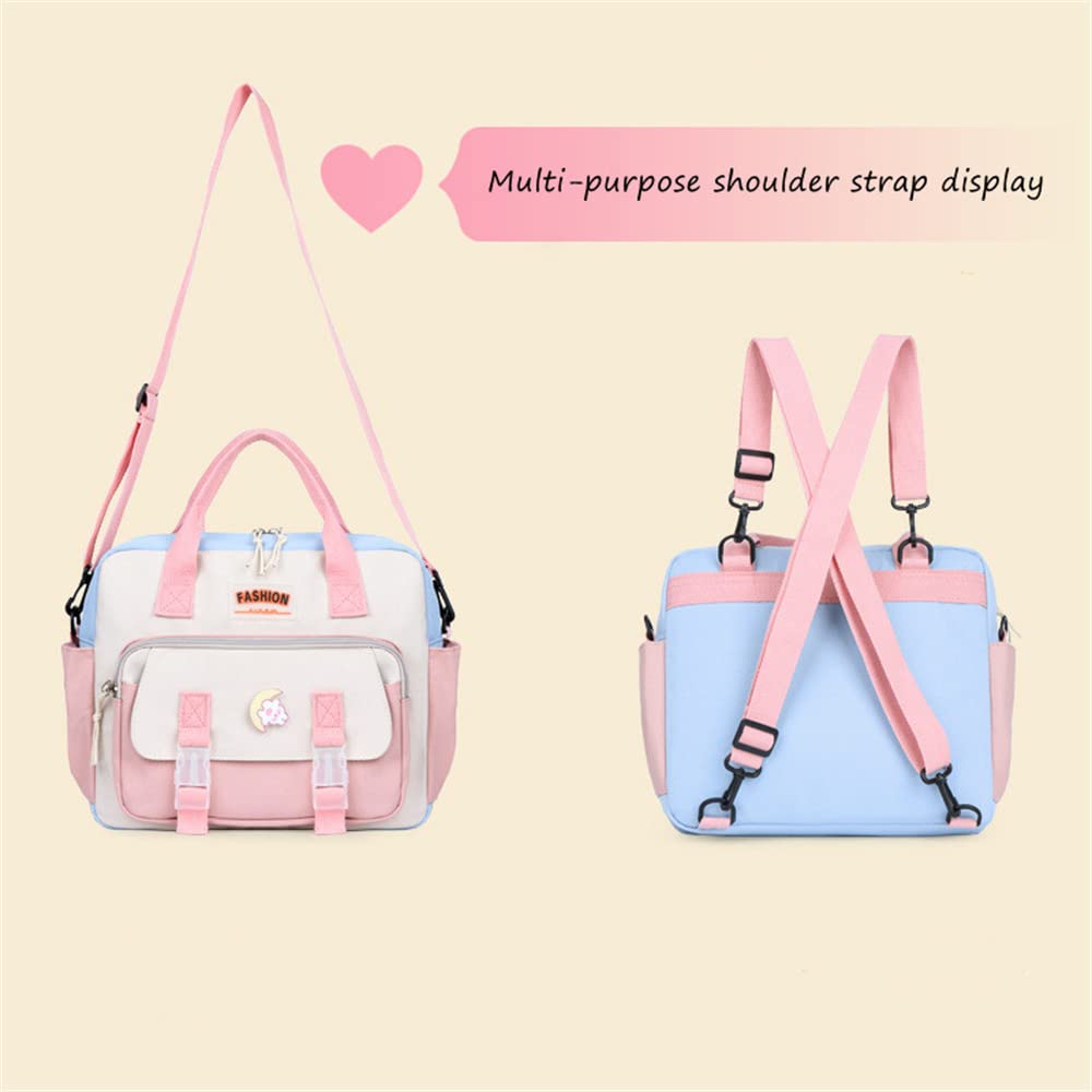 Cute Kawaii Backpack for Girls - Stylish Tote & Crossbody Shoulder Bag with Adorable Accessories, Multi-Purpose School Bag (Deep Pink) - Perfect for School, Travel, Shopping & Daily Use