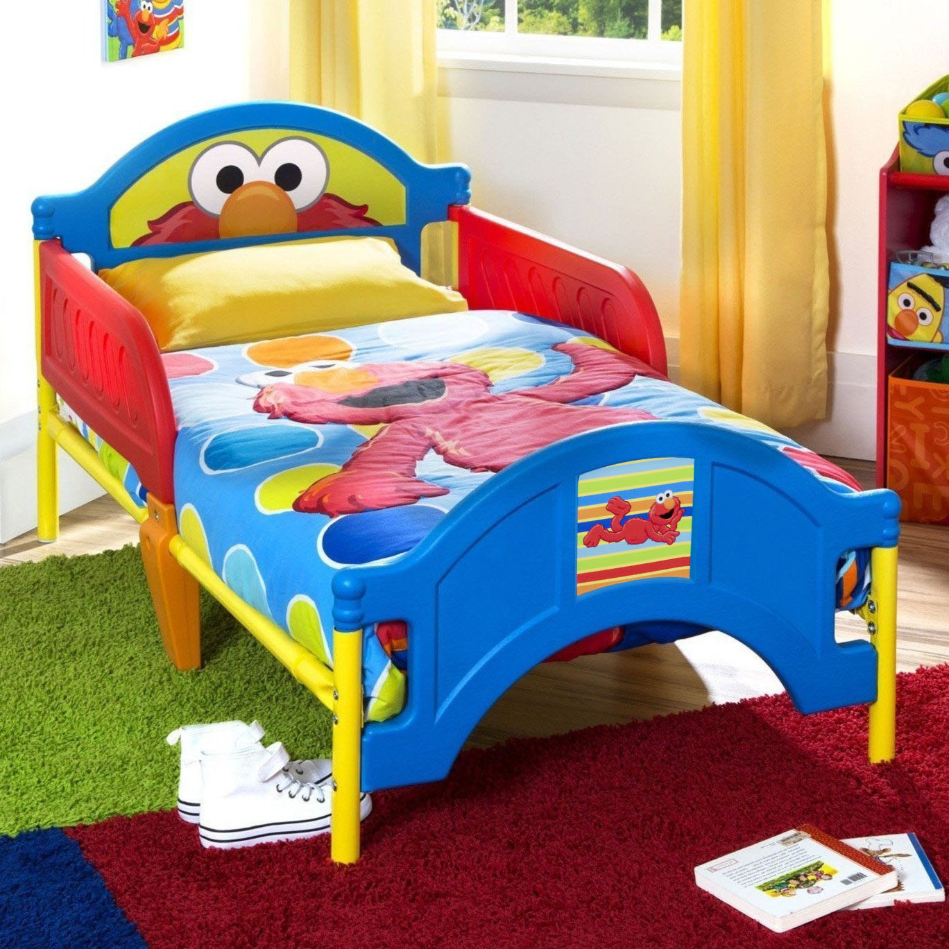 Sesame Street Plastic Toddler Bed for Kids - Elmo & Friends Themed Lightweight Children's Bed - Perfect for Daycare, Nursery, or First Big Kid Bed Transition