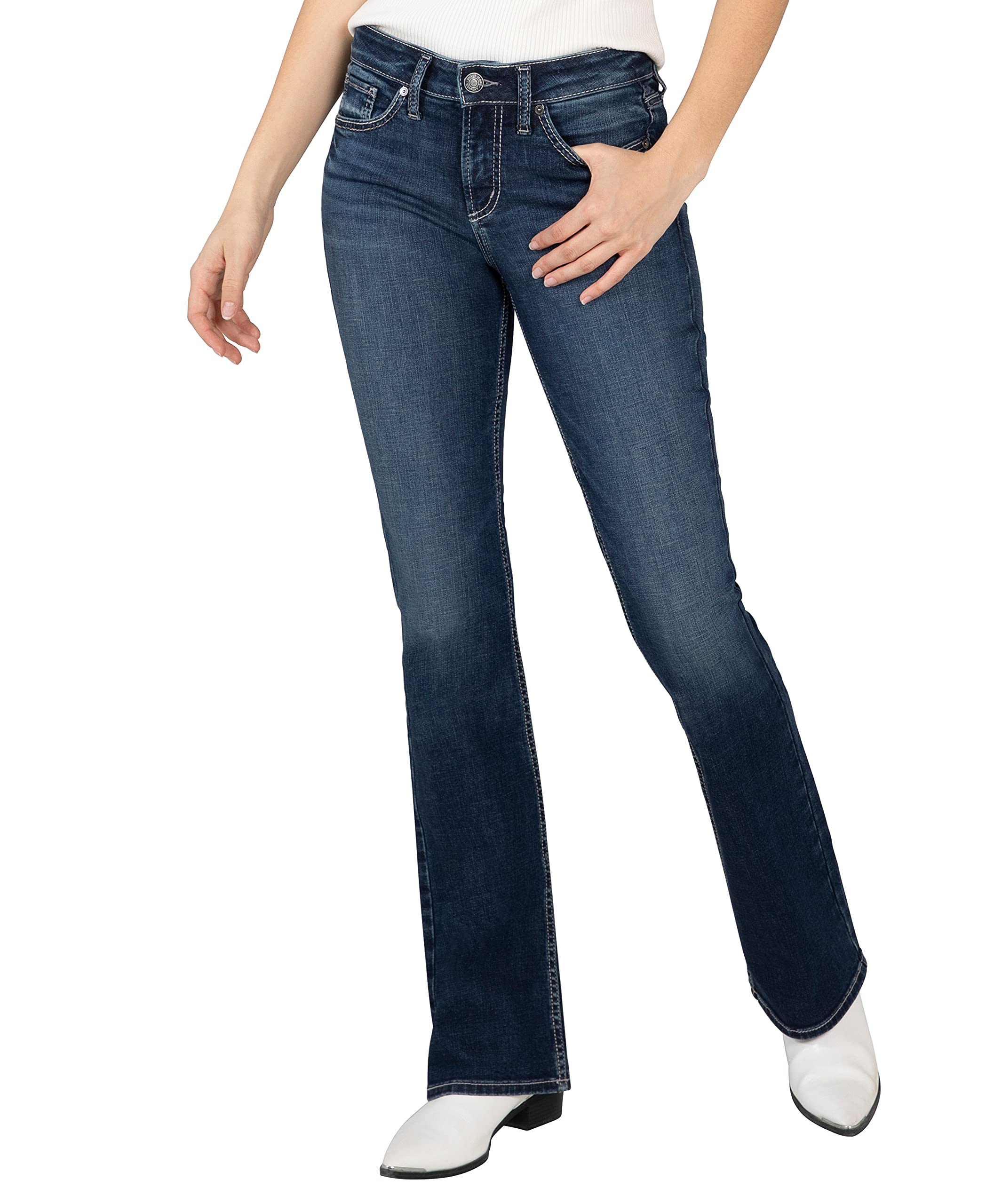 Silver Jeans Co. Women's Suki Mid Rise Bootcut Jeans - Classic Denim Pants for Casual & Work Wear | Comfortable Stretch Fit for Everyday Style