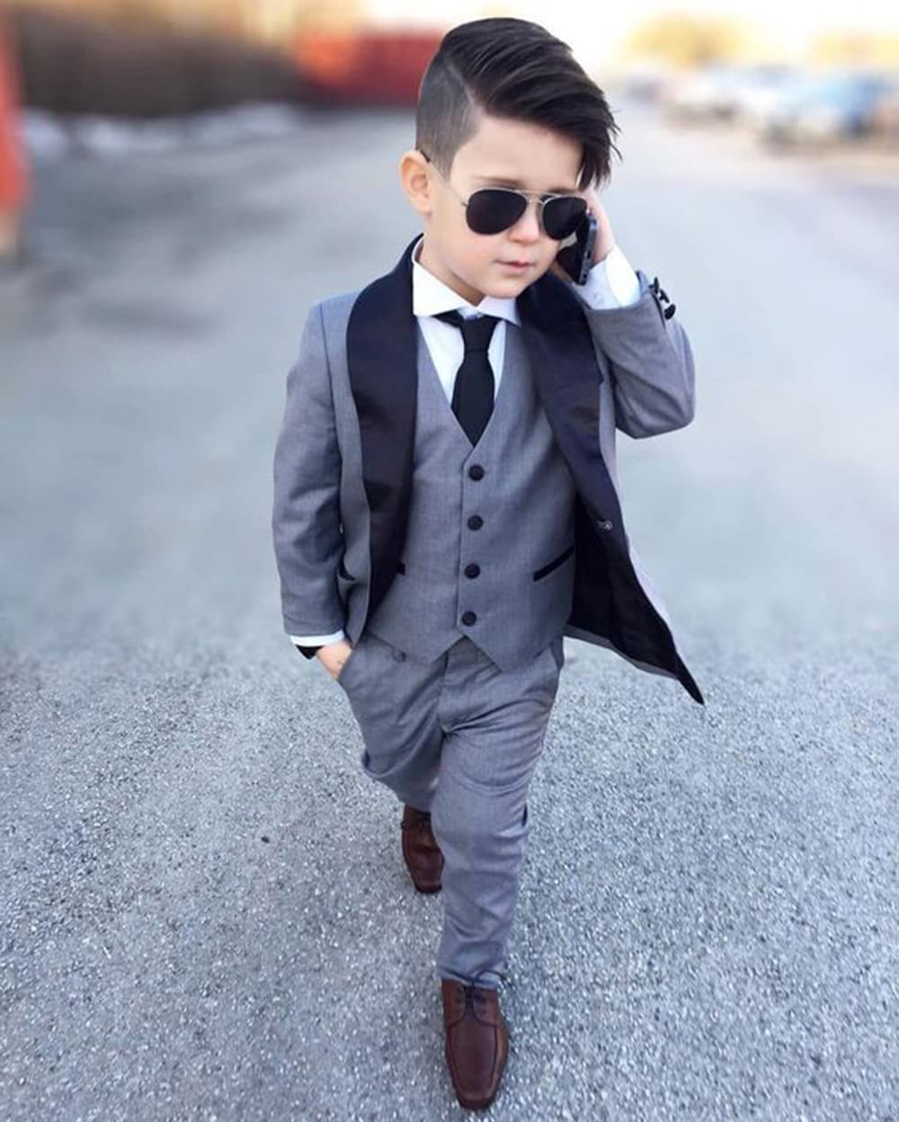 Boys' 3-Piece Suit Shawl Lapel Tuxedo Set for Weddings, Prom & Formal Events – Stylish Kids' Dress Suit for Special Occasions