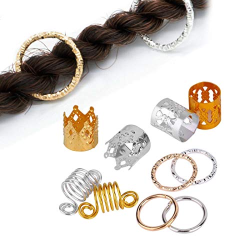 110pcs Dreadlock Hair Rings & Braid Rings - 3-Ply Hair Clips & Loops for Women & Girls - Dreadlock Accessories for Natural Hair, Braids & Locs Styling - Perfect for Festivals, Parties & Everyday Wear