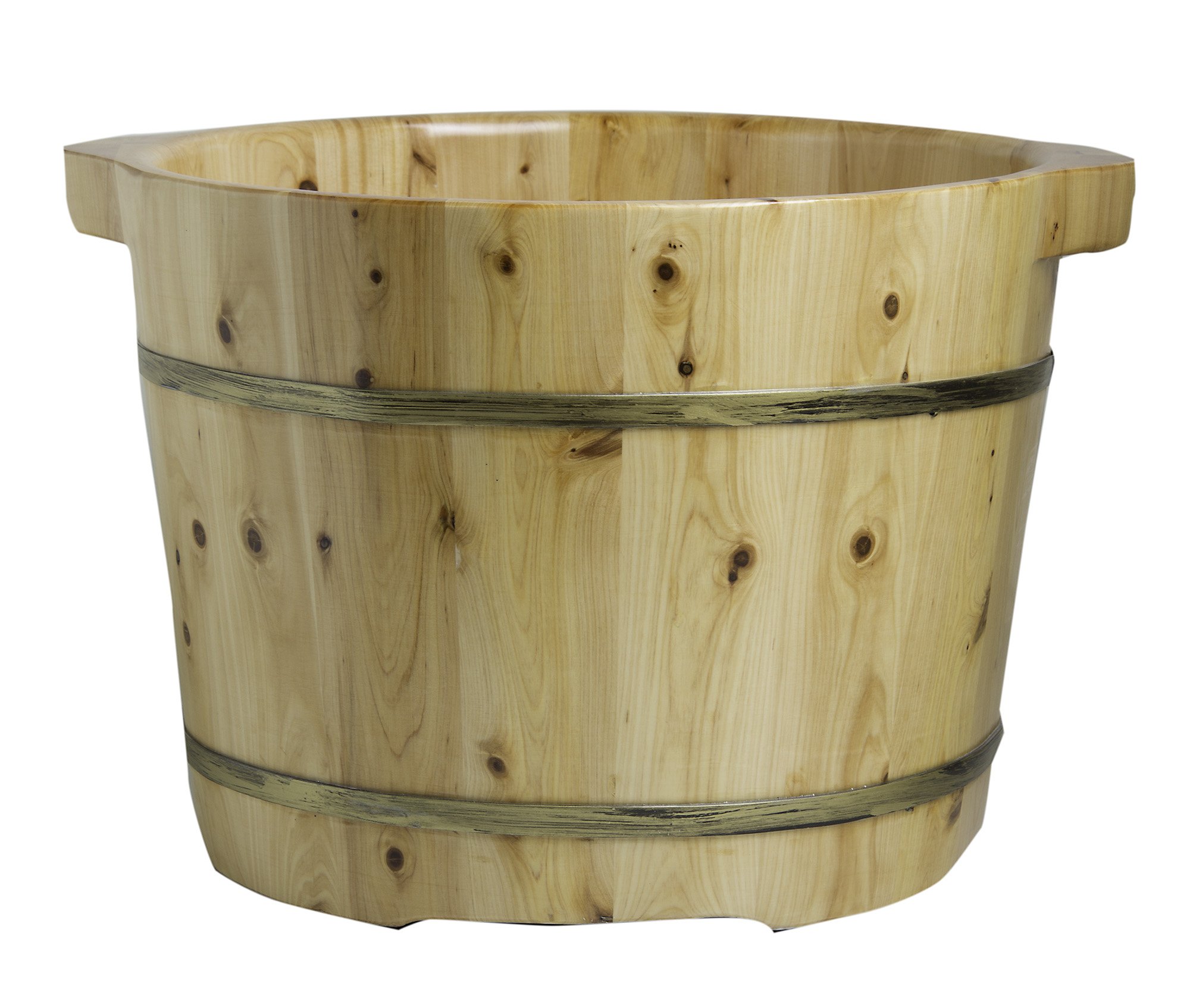 ALFI AB6604 15-Inch Solid Cedar Wood Foot Soaking Tub with Spoon - Spa Quality Foot Bath Bucket for Relaxation & Pedicure at Home