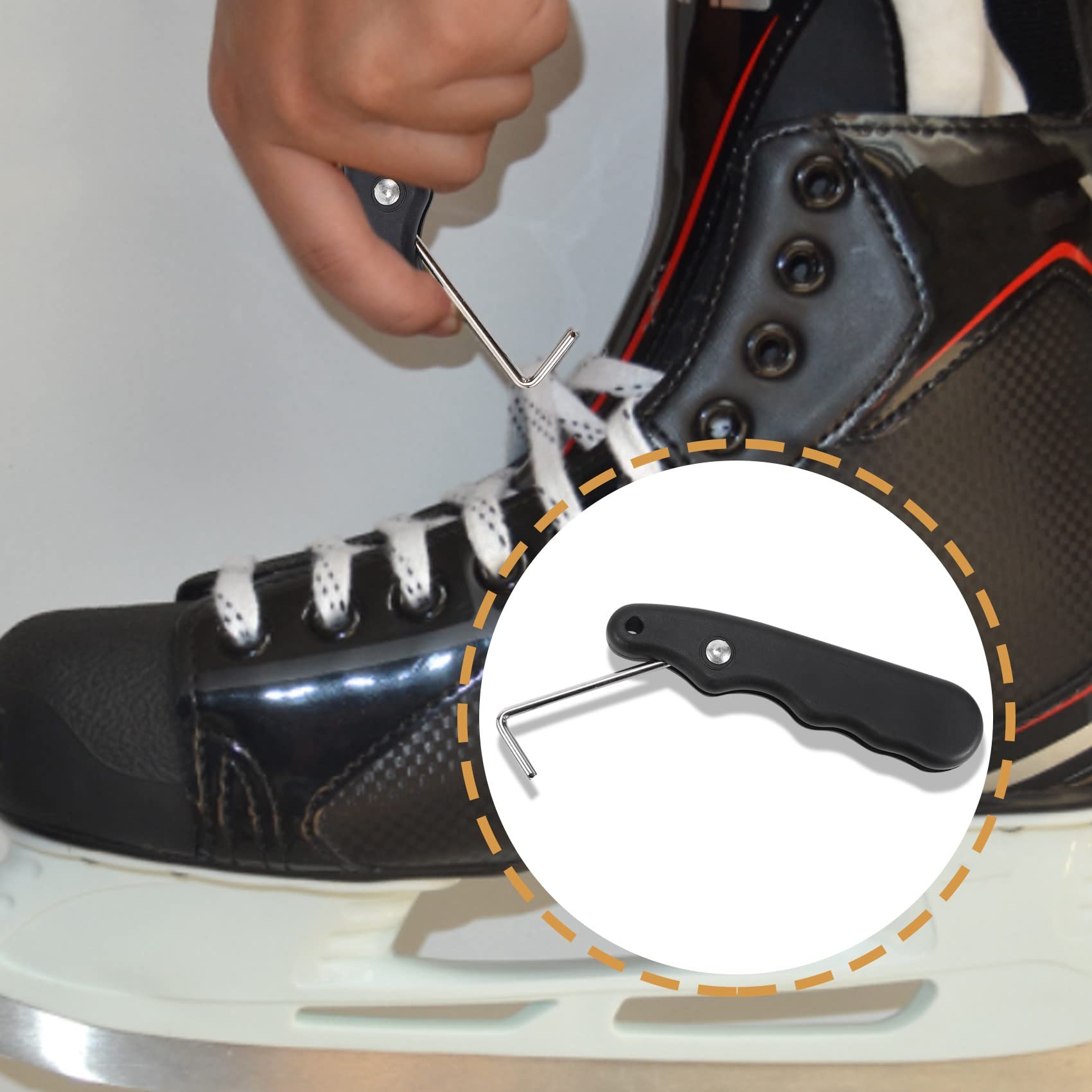 2Pcs Skate Tightener Tool for Ice Skates - Adjustable Hockey Skate Puller & Tightener - Perfect for Ice Hockey, Figure Skating & Recreational Skating