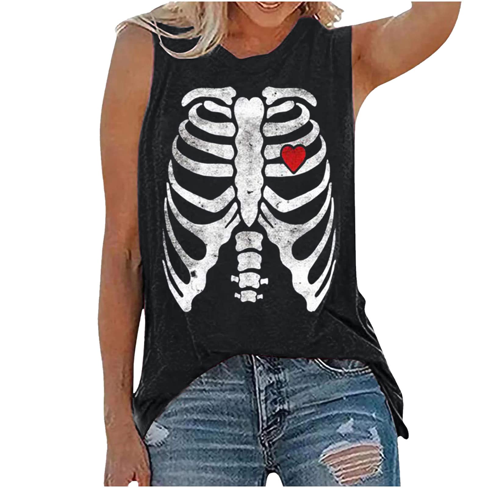 Women's Summer Tank Tops - Casual & Dressy Crewneck Sleeveless Shirts for Everyday Wear | Funny Halloween Graphic Tees | Perfect for Beach, Parties & Casual Outings