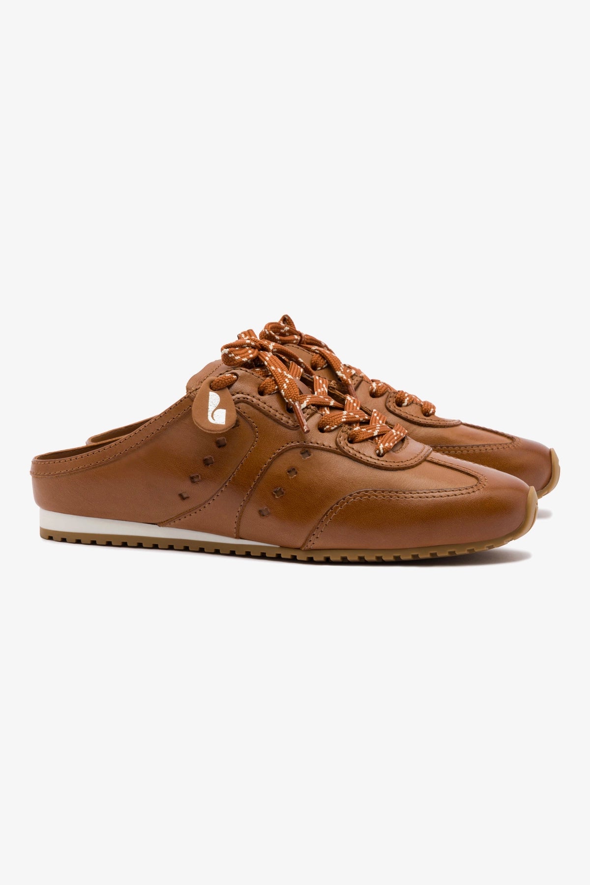 Stella Women's Caramel Leather Sneaker Mules - Slip On Comfortable Loafers for Casual Wear, Walking, and Errands