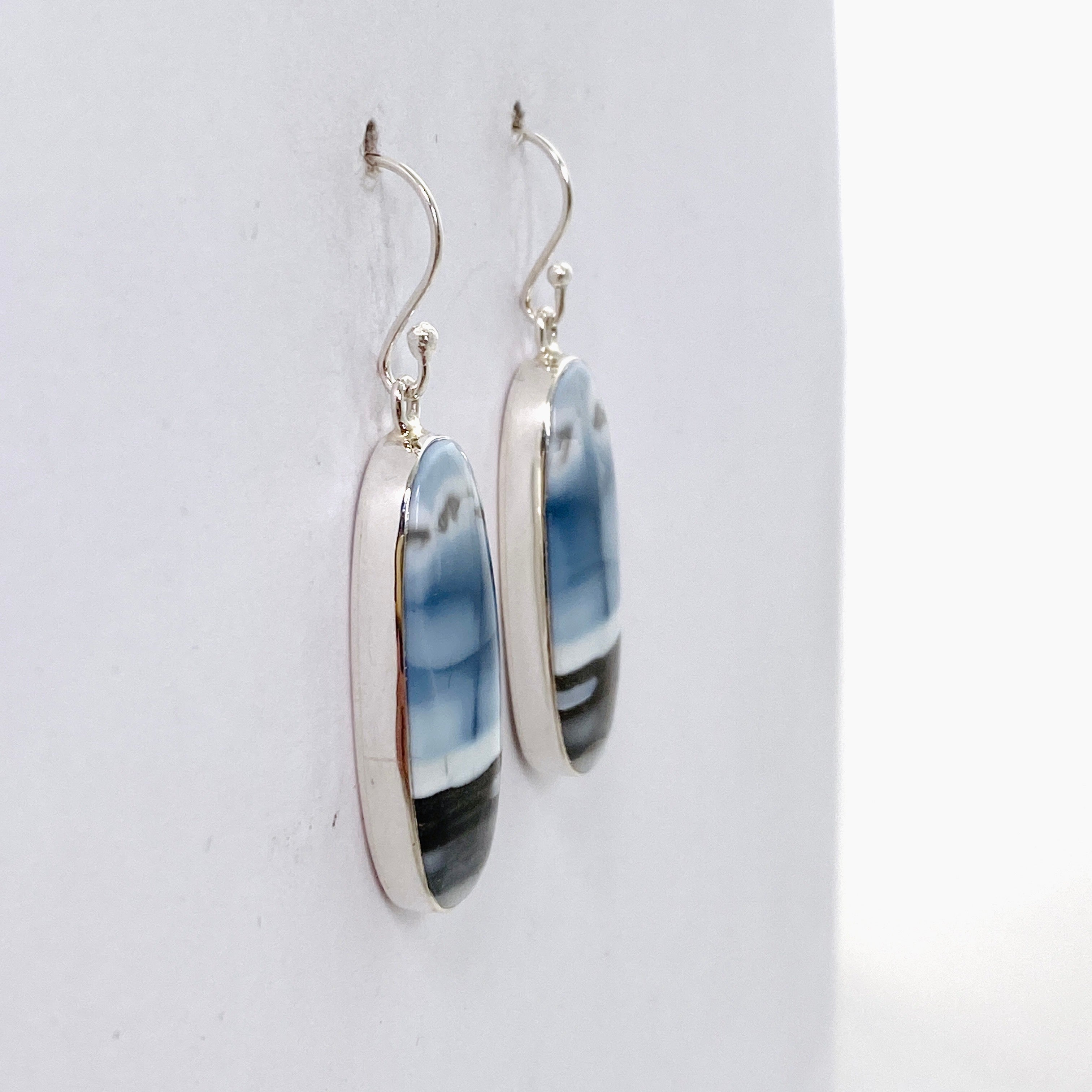 Blue Owhyee Opal Oval Cabochon Earrings KEGJ1535 - Handmade Gemstone Jewelry for Women, Gift for Her - Perfect for Weddings, Parties & Special Occasions