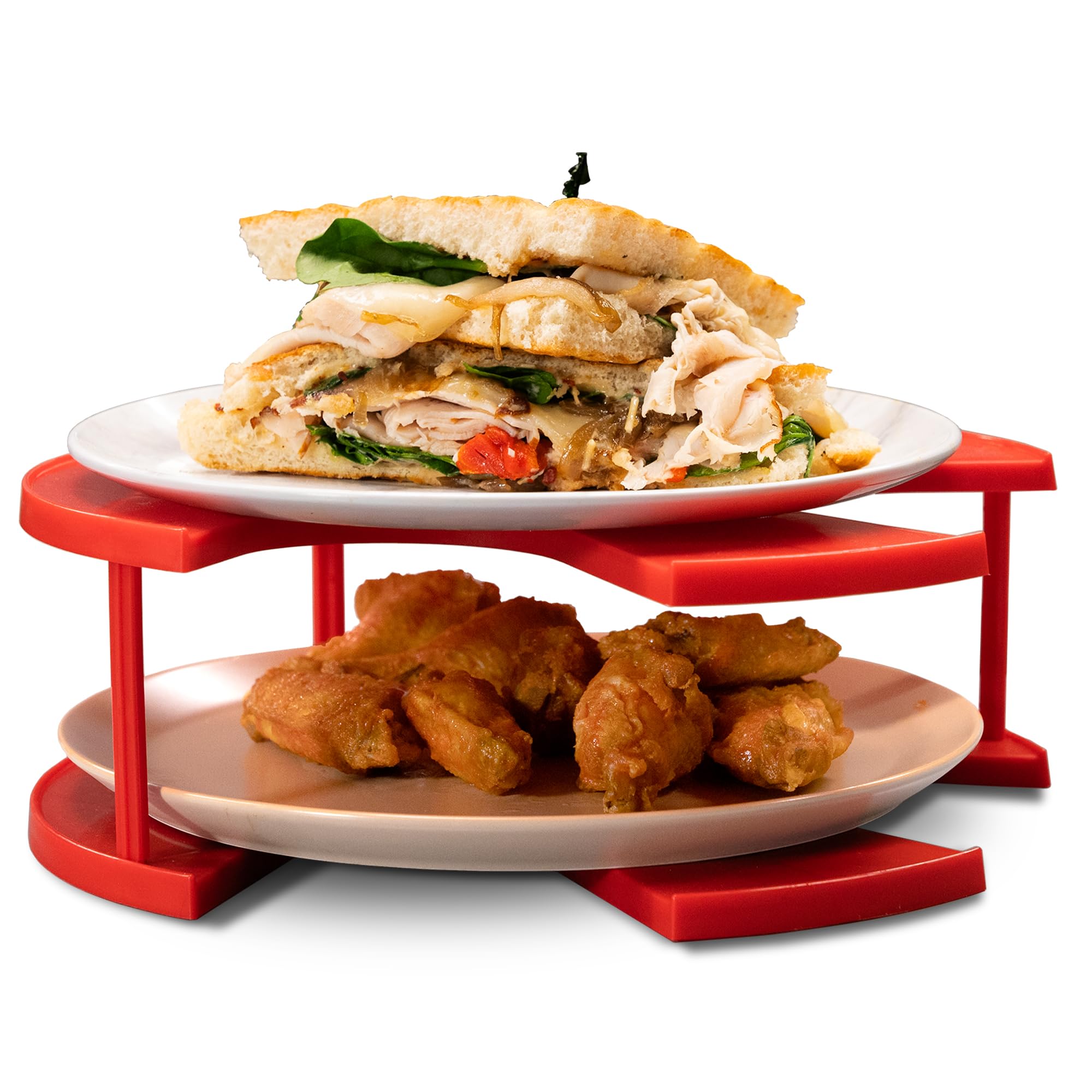 2-in-1 Microwave Plate Stacker & Heated Dinner Plate Holder - Durable 2-Tier Organizer for Safe & Convenient Food Warming - Perfect for Kitchens, Restaurants, and Meal Prep (Large)
