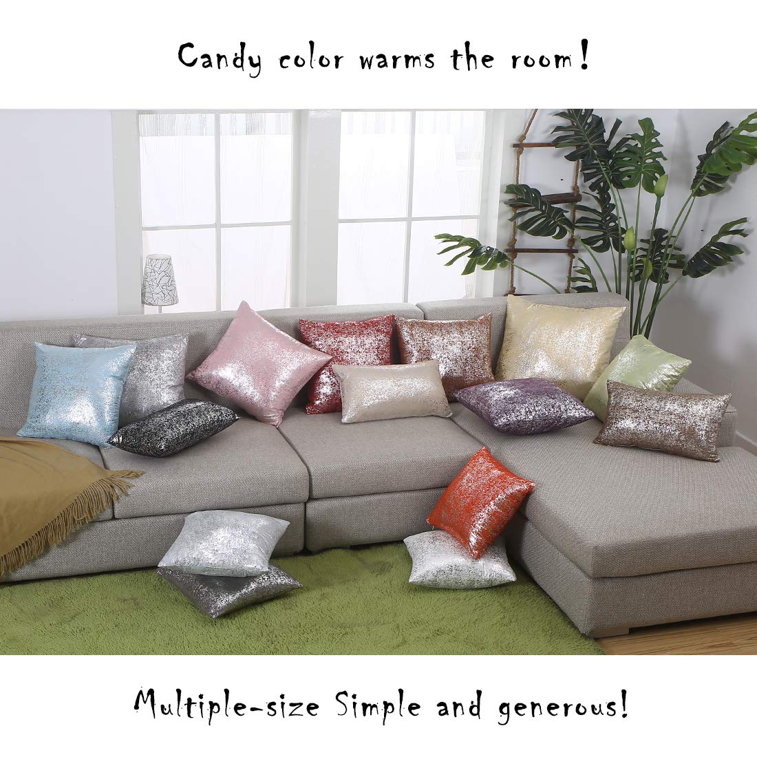 Xinrjojo Set of 2 Decorative Throw Pillow Covers 12x20 Inch - Invisible Zipper Sofa Cushion Cases for Living Room, Bedroom, Car Seat (Bronze-Light Gray) | Home Decor & Comfort Accessories