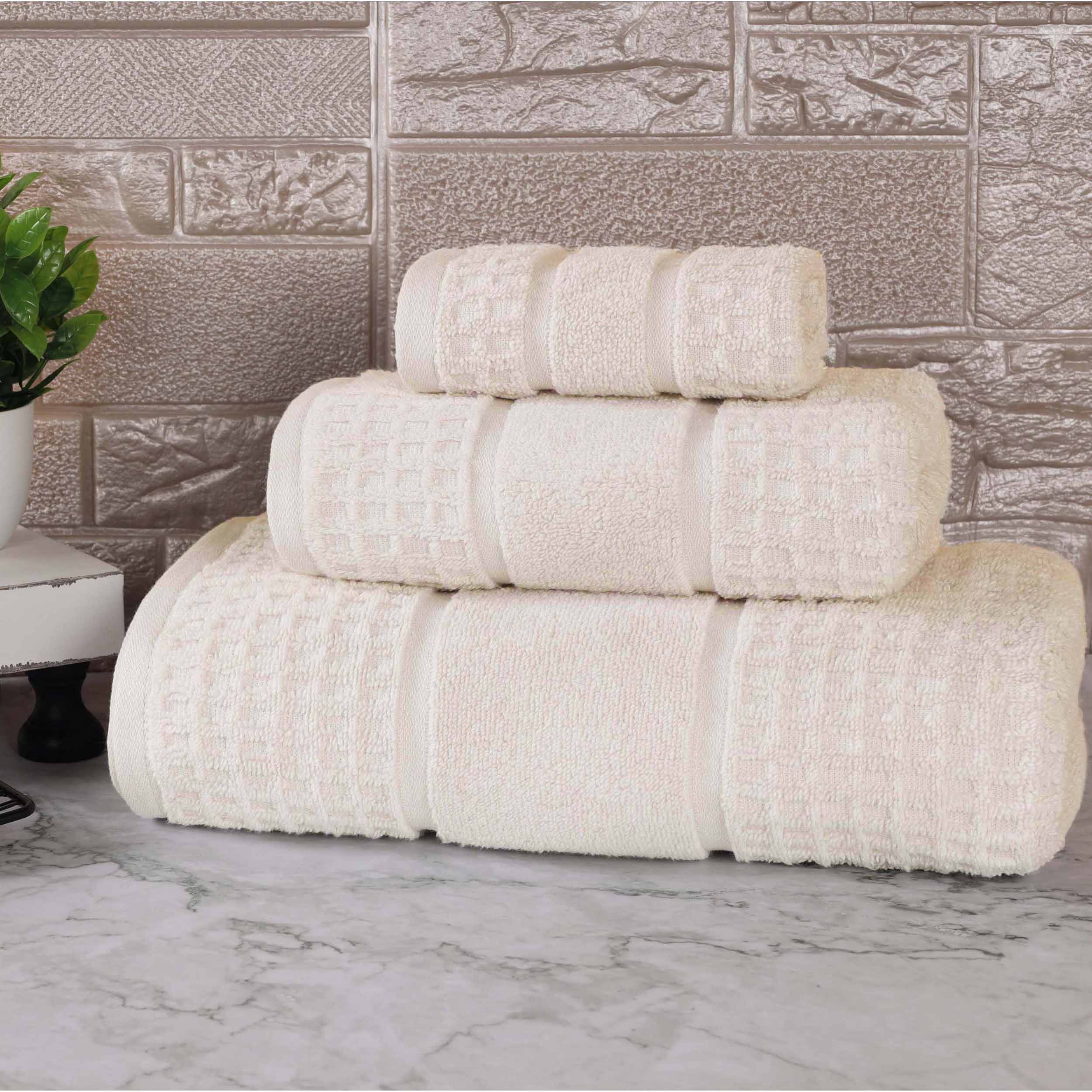 Premium Zero Twist Cotton Waffle Honeycomb Bath Towel Set - Ultra Soft & Highly Absorbent 3-Piece Set for Spa, Bathroom & Luxury Home Use
