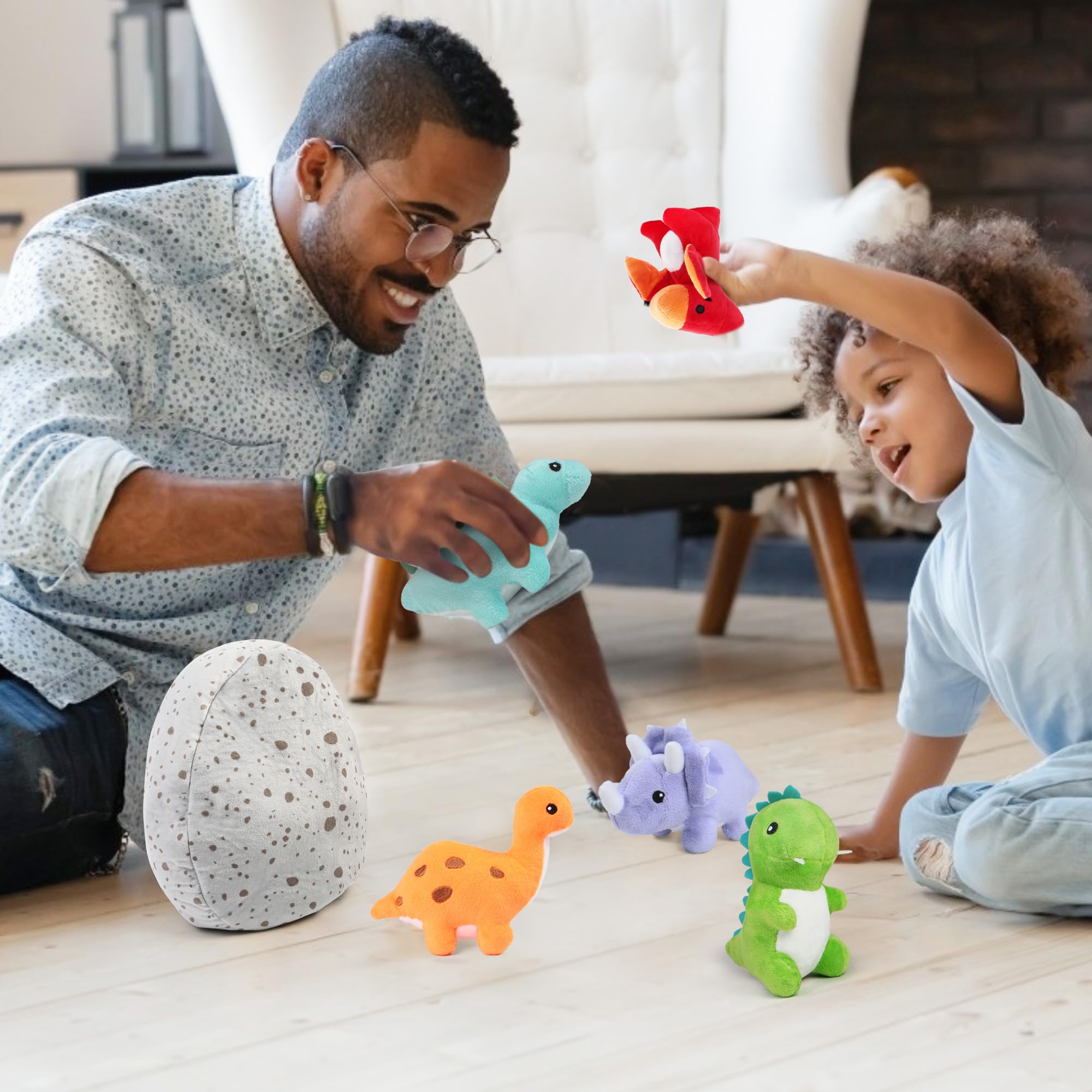 Dinosaur Stuffed Animals Set - 5 Small Dinosaur Plush Dolls with Egg Bag | Cute Dinosaur Toys for Kids, Birthday Gifts, Nursery Decor & Pretend Play