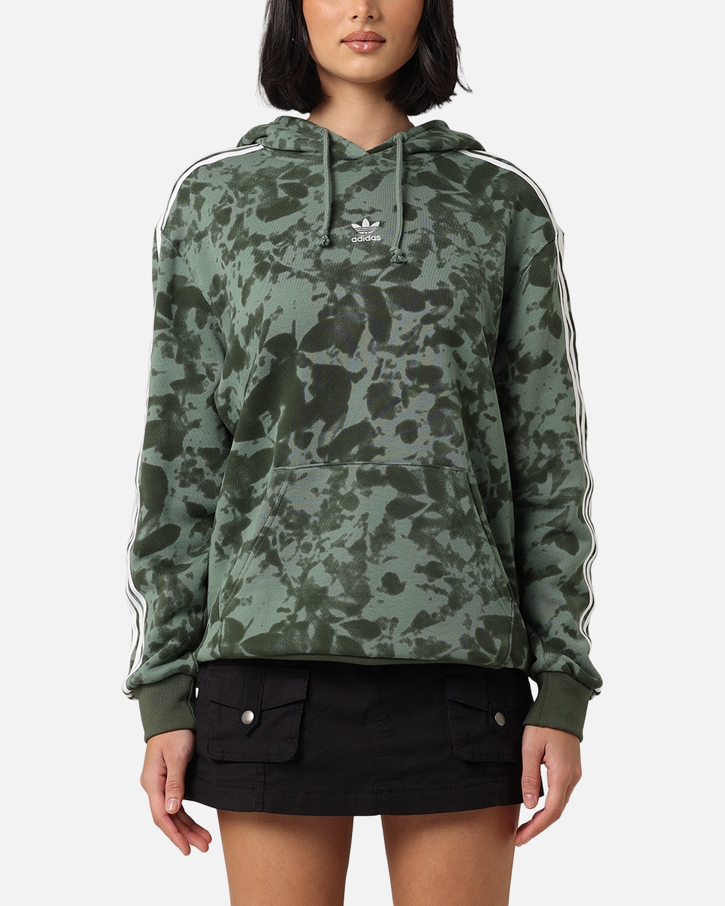 Adidas Women's AOP Hoodie Sweatshirt - Trace Green Color, Lightweight Fleece Pullover for Casual Wear, Gym & Outdoor Activities