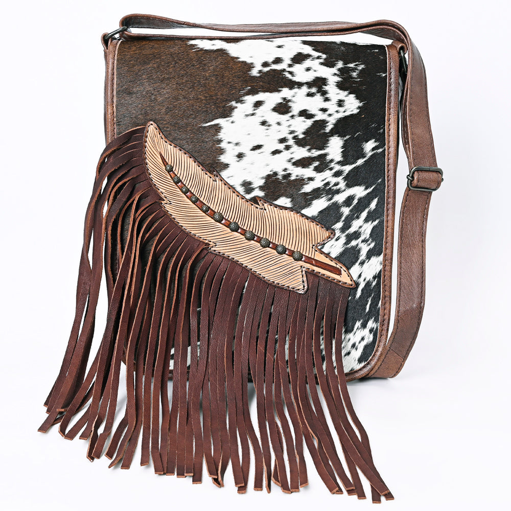 American Darling ADBG1074 Genuine Leather Women's Western Handbag - Hand Tooled Hair-On Cowhide Purse for Cowgirl Style, Rodeo Events & Country Fashion Accessories