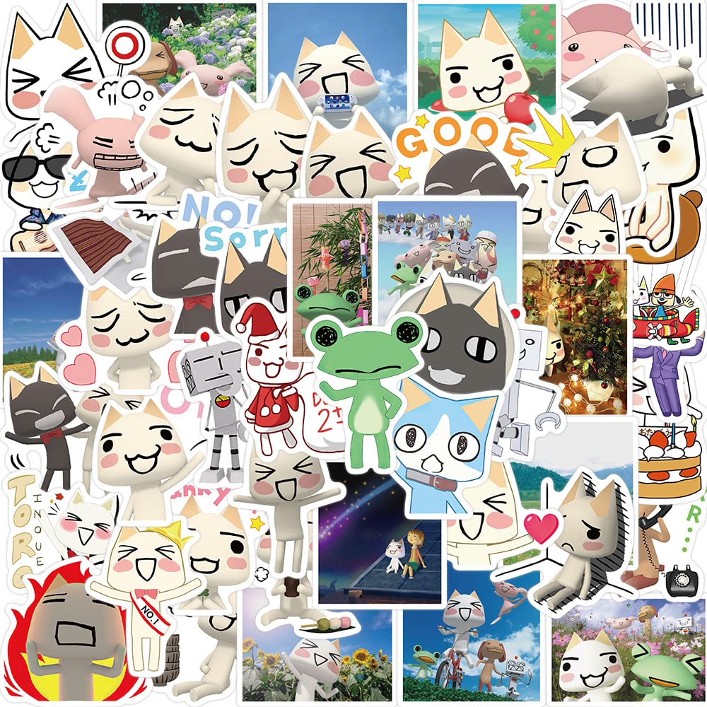 50Pcs Cute Toro Inoue Cat Stickers - Waterproof Vinyl Decals for Laptop, Water Bottle, Bike, Skateboard, Luggage, Computer, Snowboard - Perfect Gift for Kids, Girls & Teens - Fun DIY Decoration for School, Office & Travel Accessories