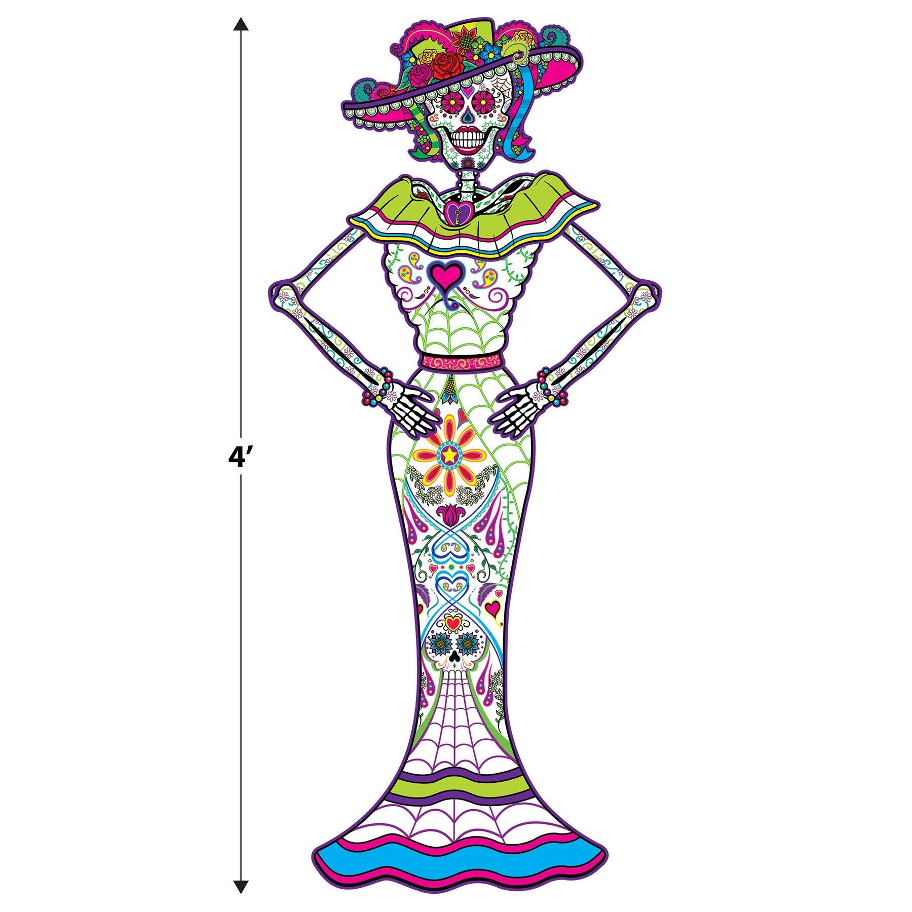 12 Pack Beistle Jointed Day of the Dead Female Skeleton Decorations - Mexican Sugar Skull Party Supplies for Halloween, Dia de los Muertos Celebrations & Home Decor