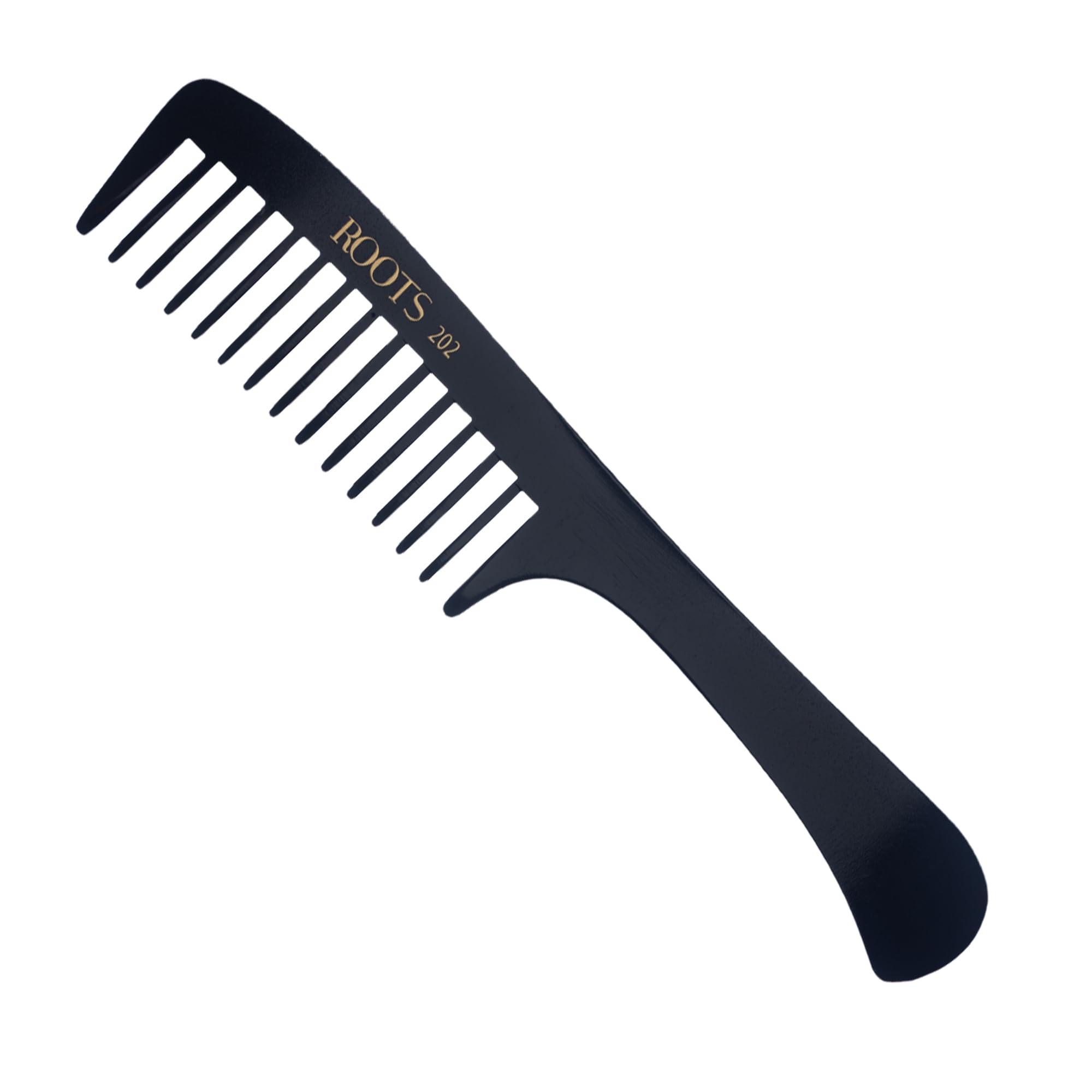Roots Professional Detangling & Shampoo Comb - Black Fine Teeth Hair Comb with Ergonomic Handle for Men & Women - Lightweight Styling Tool for Daily Hair Care - Pack of 1 (Model 202) - Perfect for Wet/Dry Hair, Salon Use & Travel