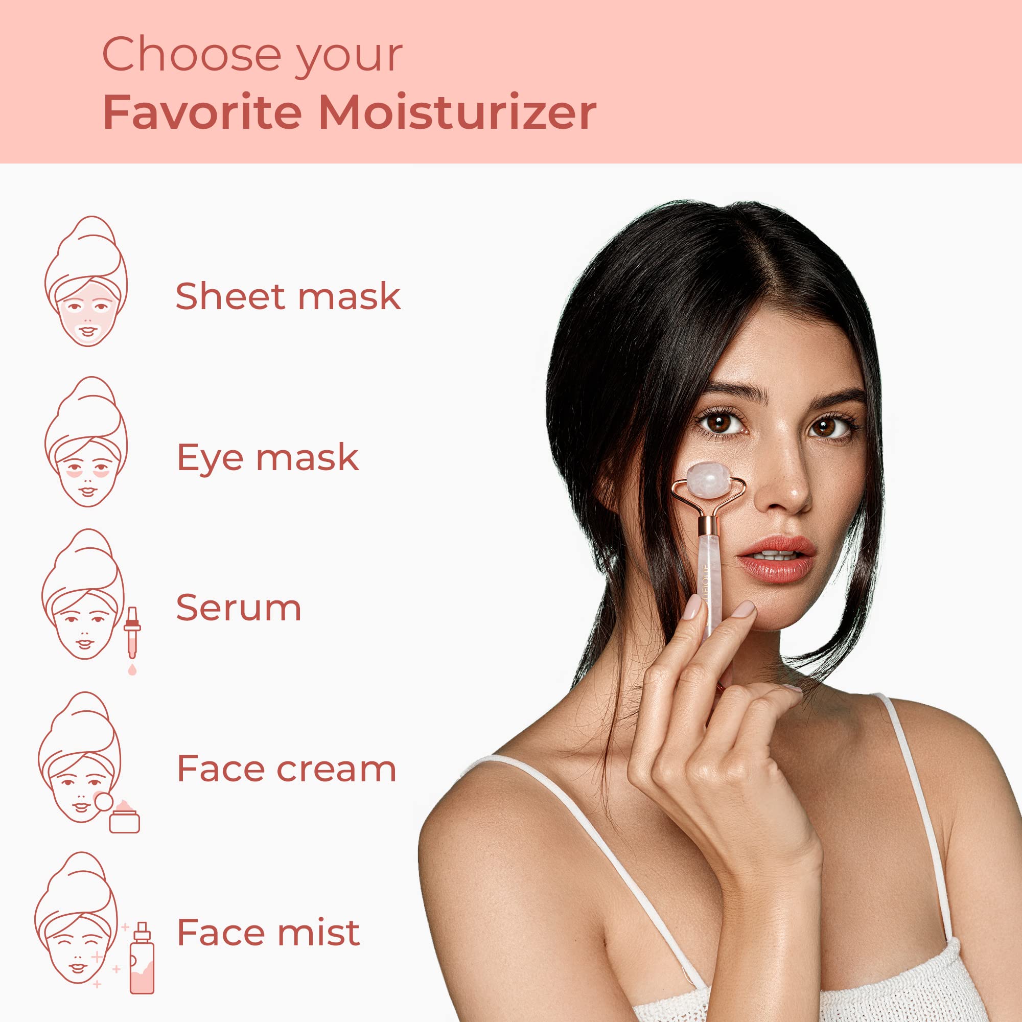 PLANTIFIQUE Rose Quartz Face Roller & Gua Sha Set with 20 Pairs Gold Under Eye Patches - Natural Skincare Tools for Puffy Eyes, Dark Circles & Facial Massage - Perfect for Morning Routine, Spa Day & Self-Care Gifts