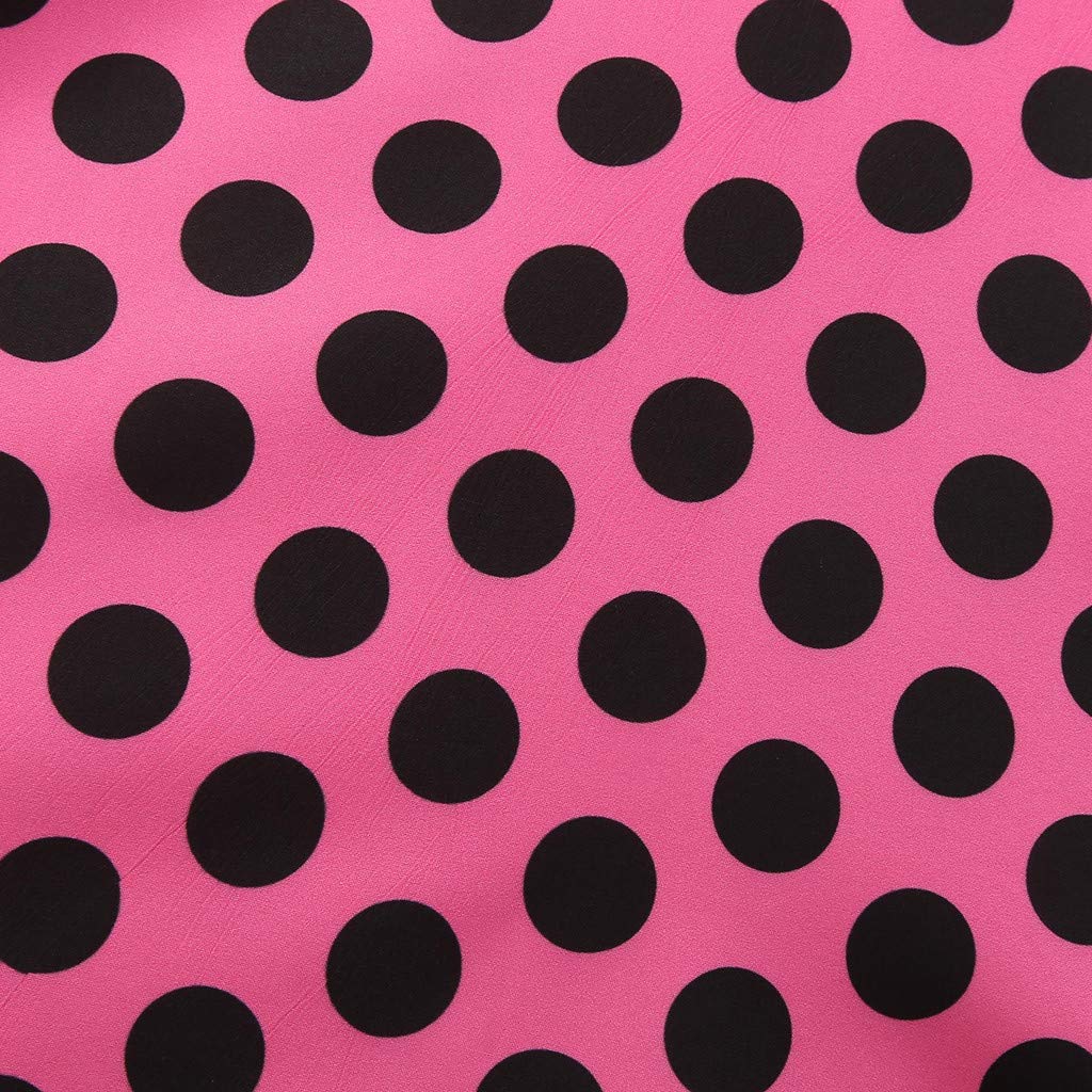 Vintage 1950s Women's Swing Dress - Retro Rockabilly A-Line Midi Dress with Cap Sleeves & Polka Dot Print | Perfect for Cocktail Parties, Tea Parties & Garden Events (Hot Pink)