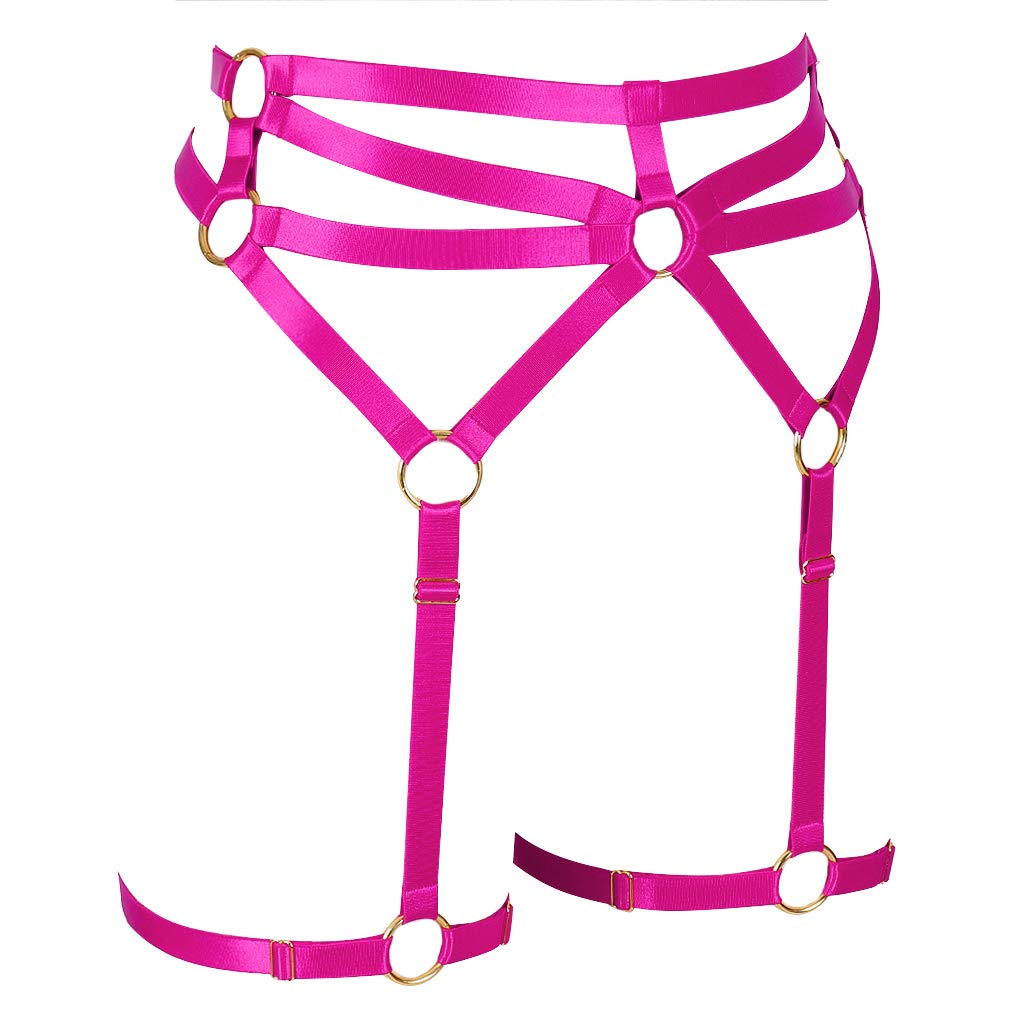 Sexy Women's Punk Harness Garter Belt - Adjustable Elastic Strappy Lingerie with Thigh Stockings for Gothic Fashion & Boudoir Photography