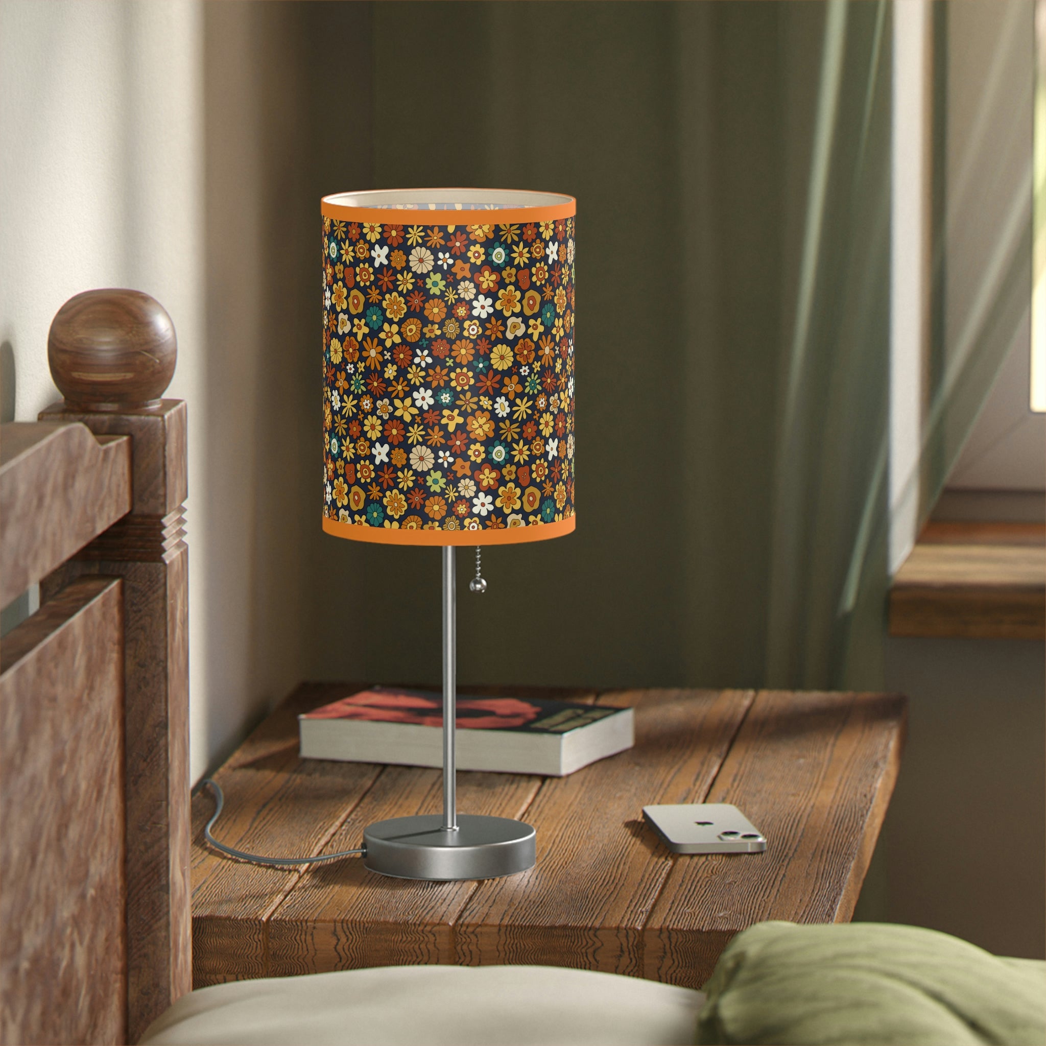 Vintage Floral Table Lamp for Living Room & Bedroom - Adjustable Reading Light with US/CA Plug - Perfect for Home Decor, Cozy Reading & Nightstand Lighting
